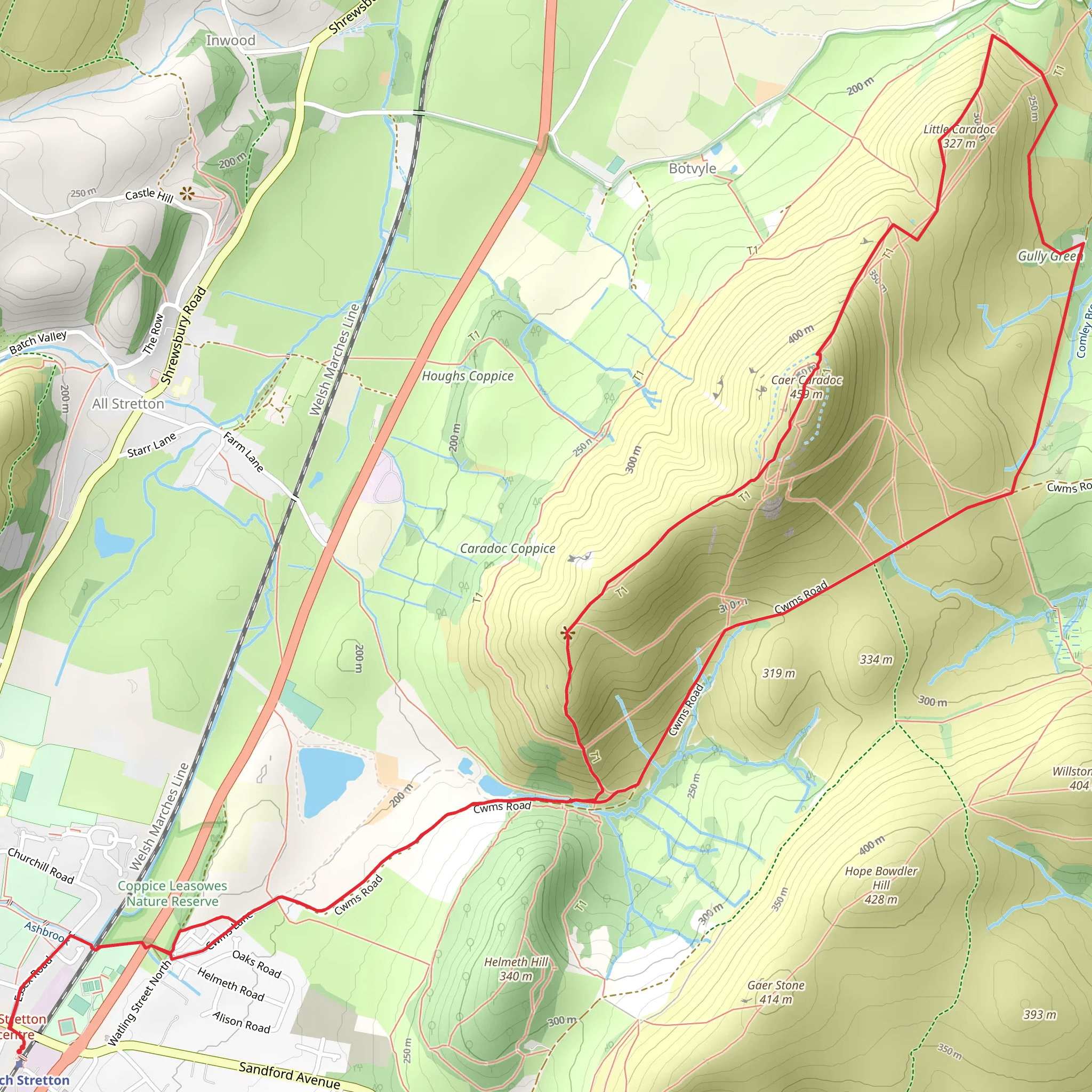 Gully Green, Little Caradoc and Great Caradoc mobile static map