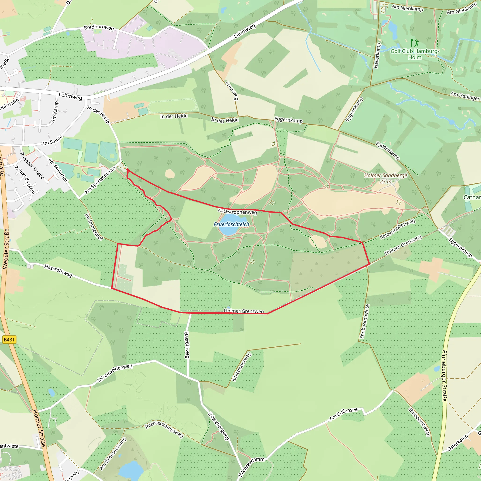 Feuerlöschteich, Katastrophen Weg and Holmer Grenzweg Loop mobile static map