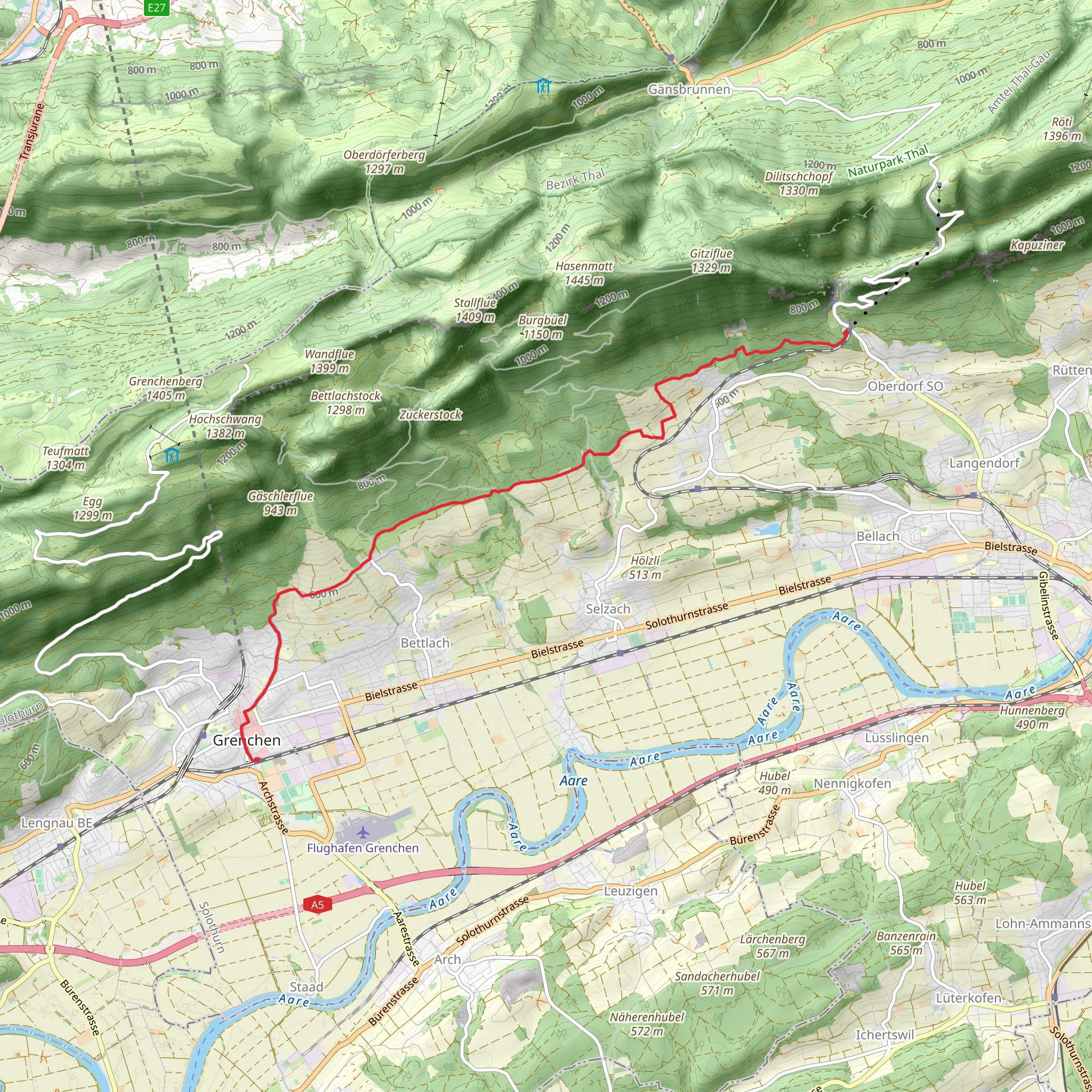 Oberdorf-Grenchen-Waldrandweg mobile static map
