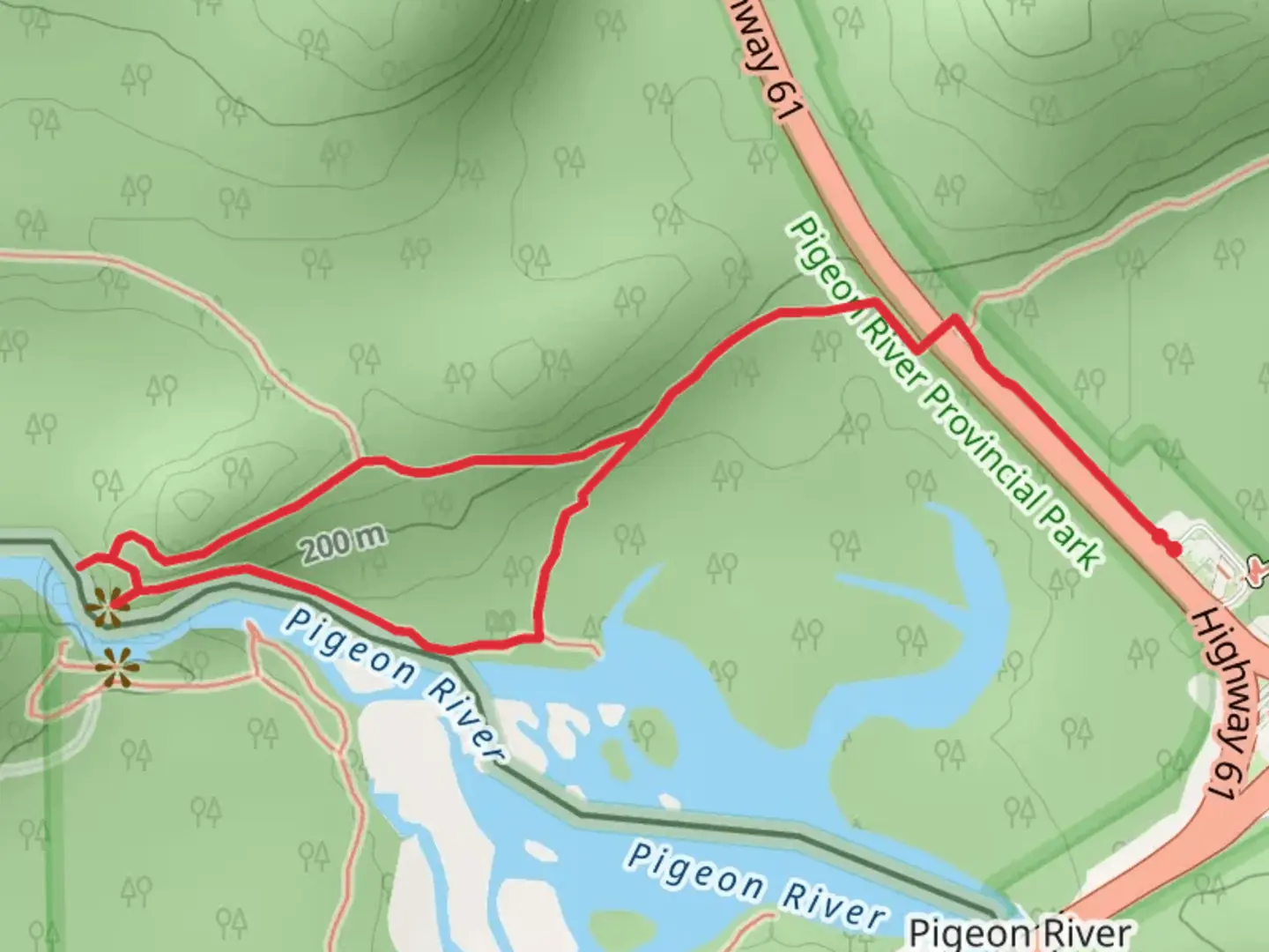 An image depicting the trail High Falls Loop Trail and its surrounding area.