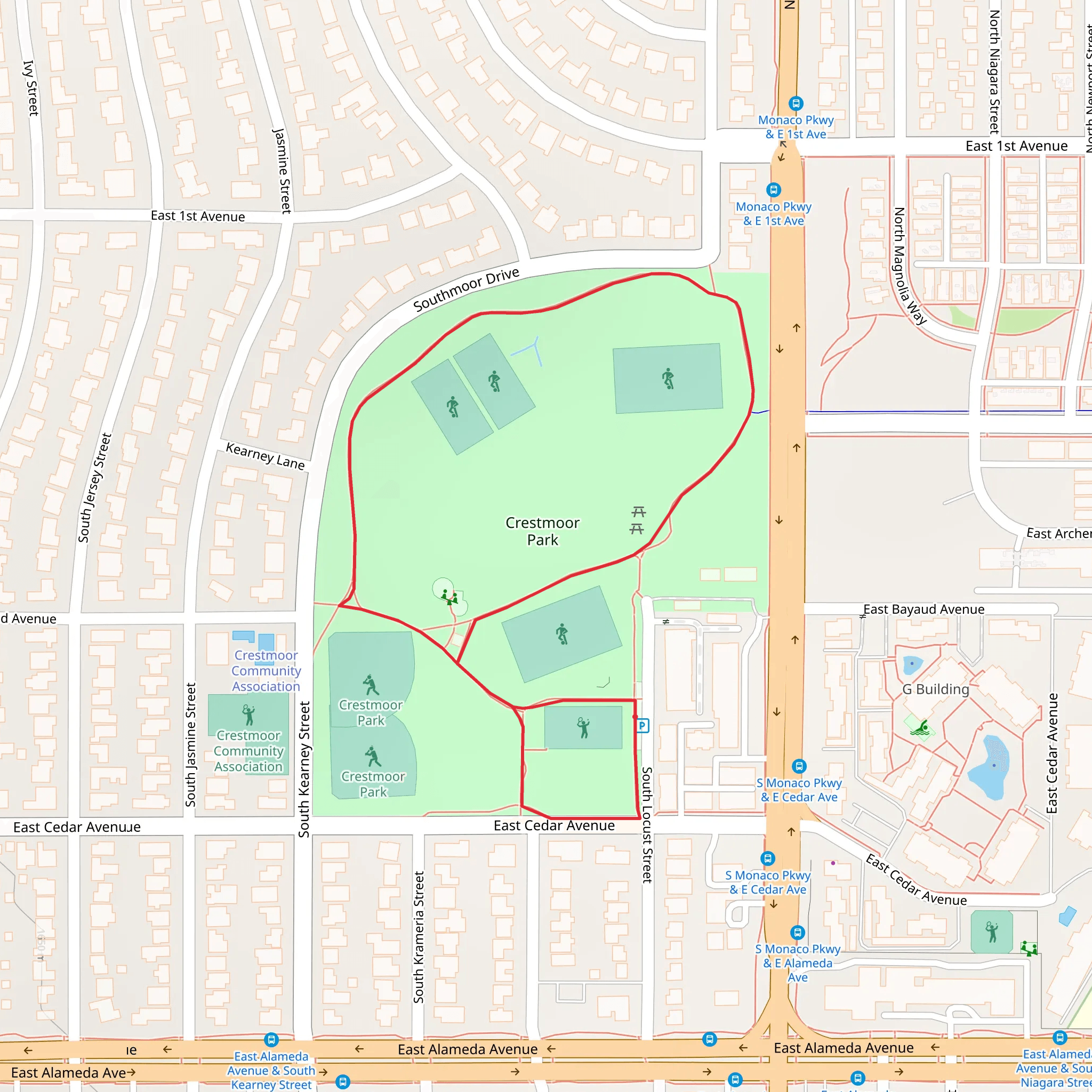 Crestmoor Park Loop mobile static map