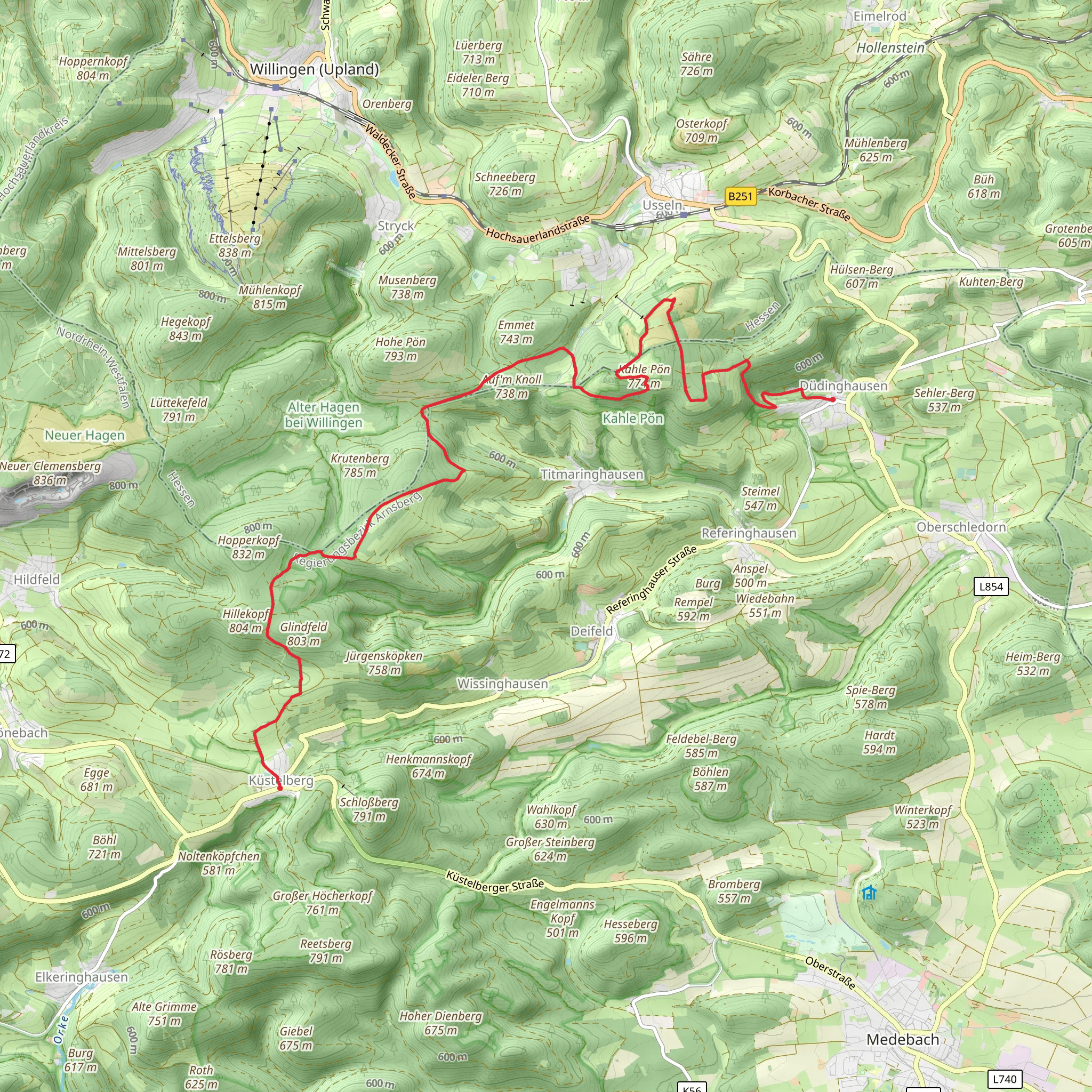 Kustelberg to Dudinghausen Walk mobile static map