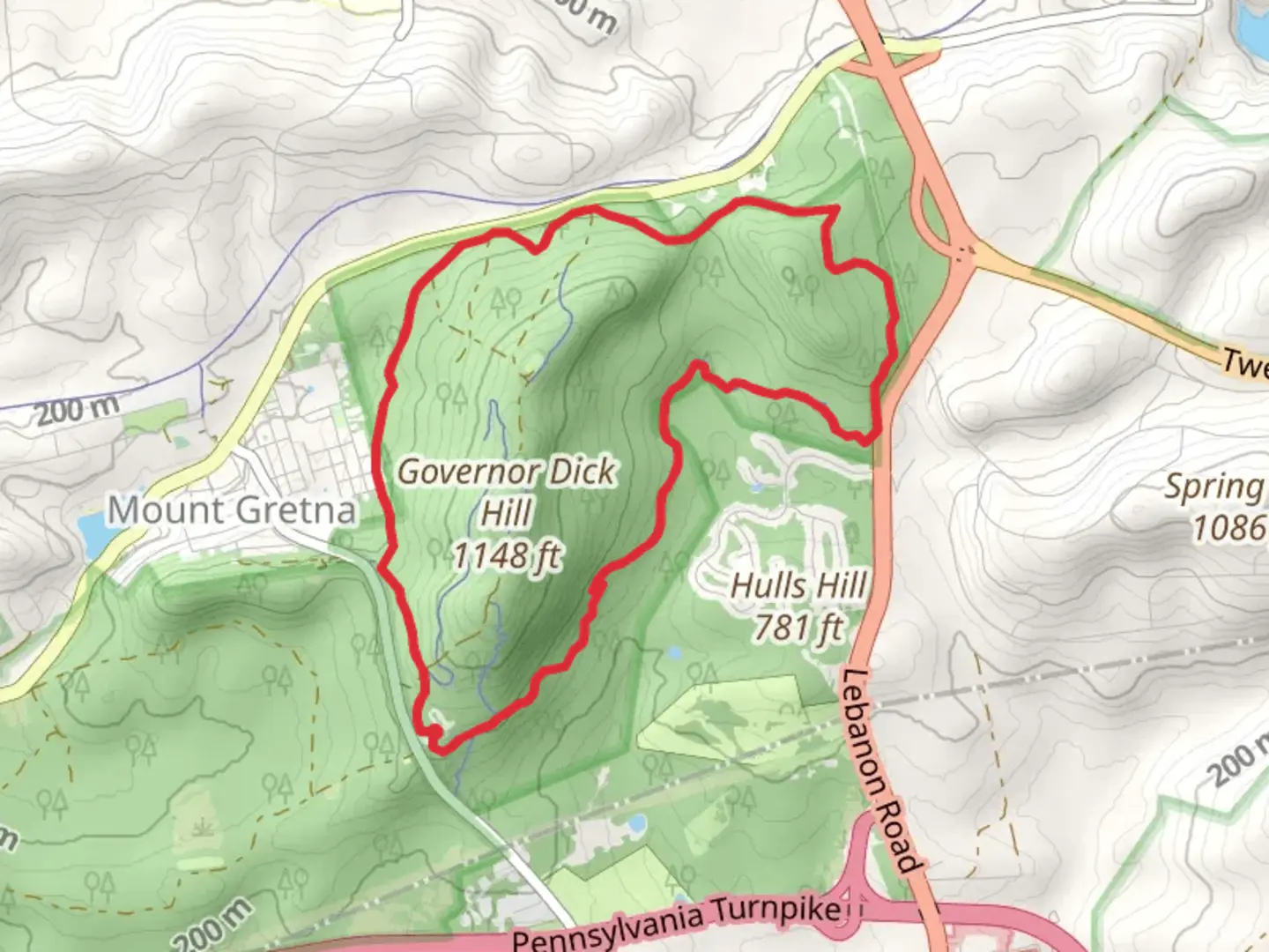 An image depicting the trail Governor Hill Loop Trail and its surrounding area.