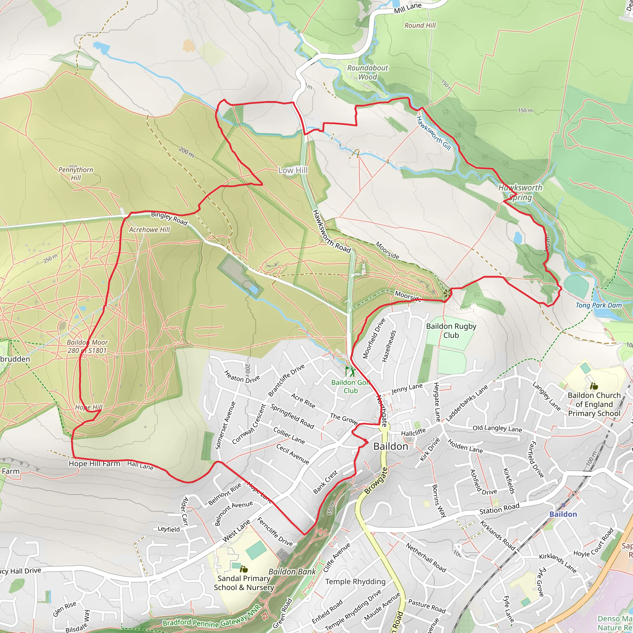 Hawksworth Spring, Howden Wood and Hope Hill mobile static map