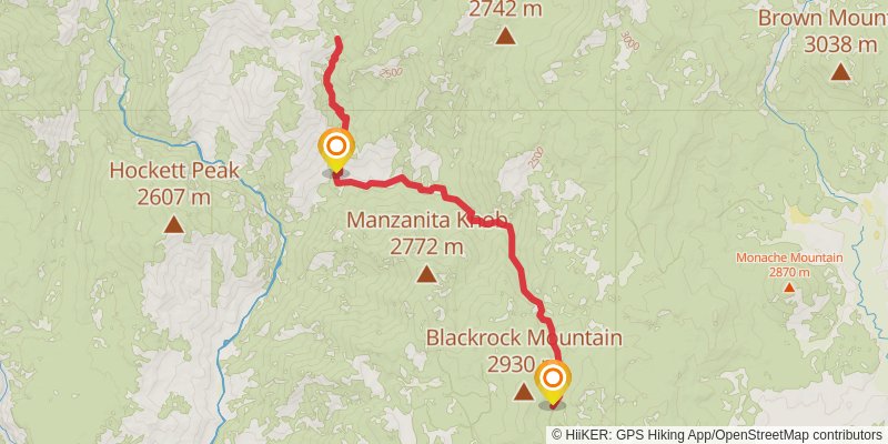 Sidehill Meadow via Black Rock to Kern River Trail stage 3 Map