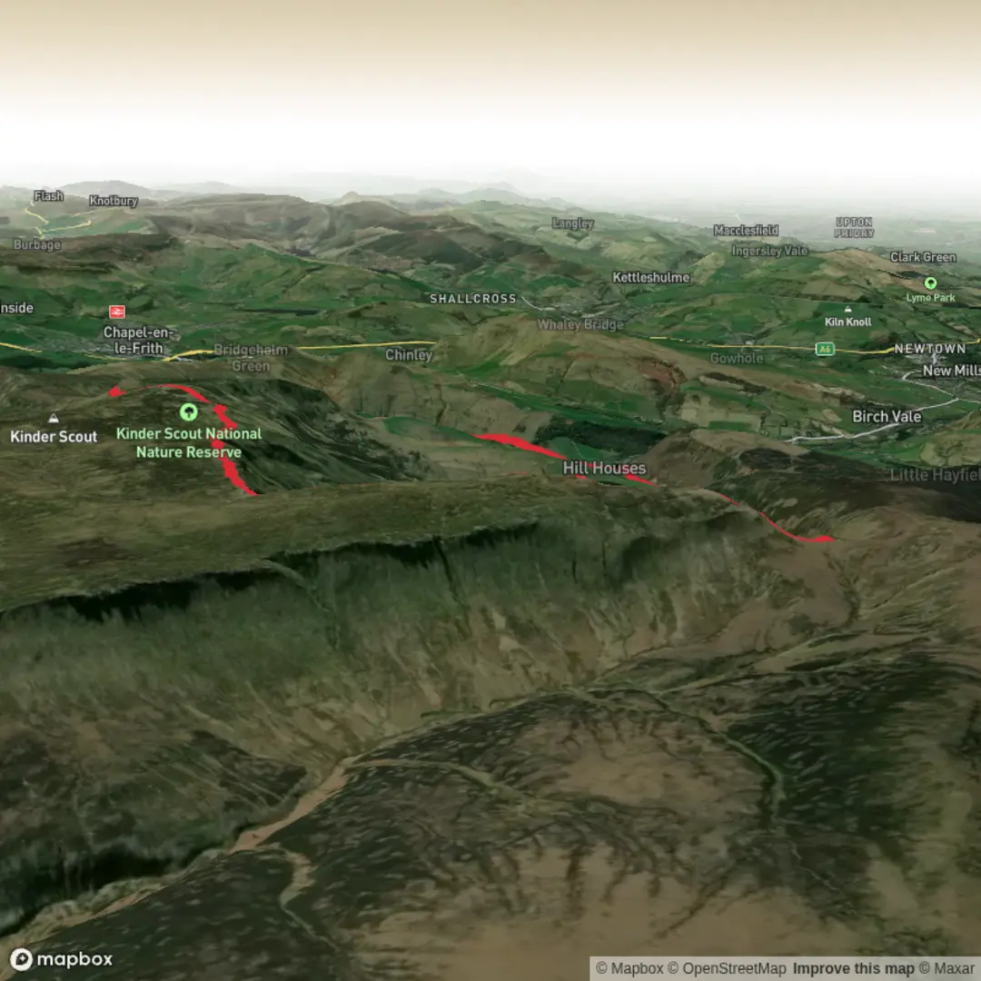 An image depicting the trail kinder scout from Hadfield and its surrounding area.
