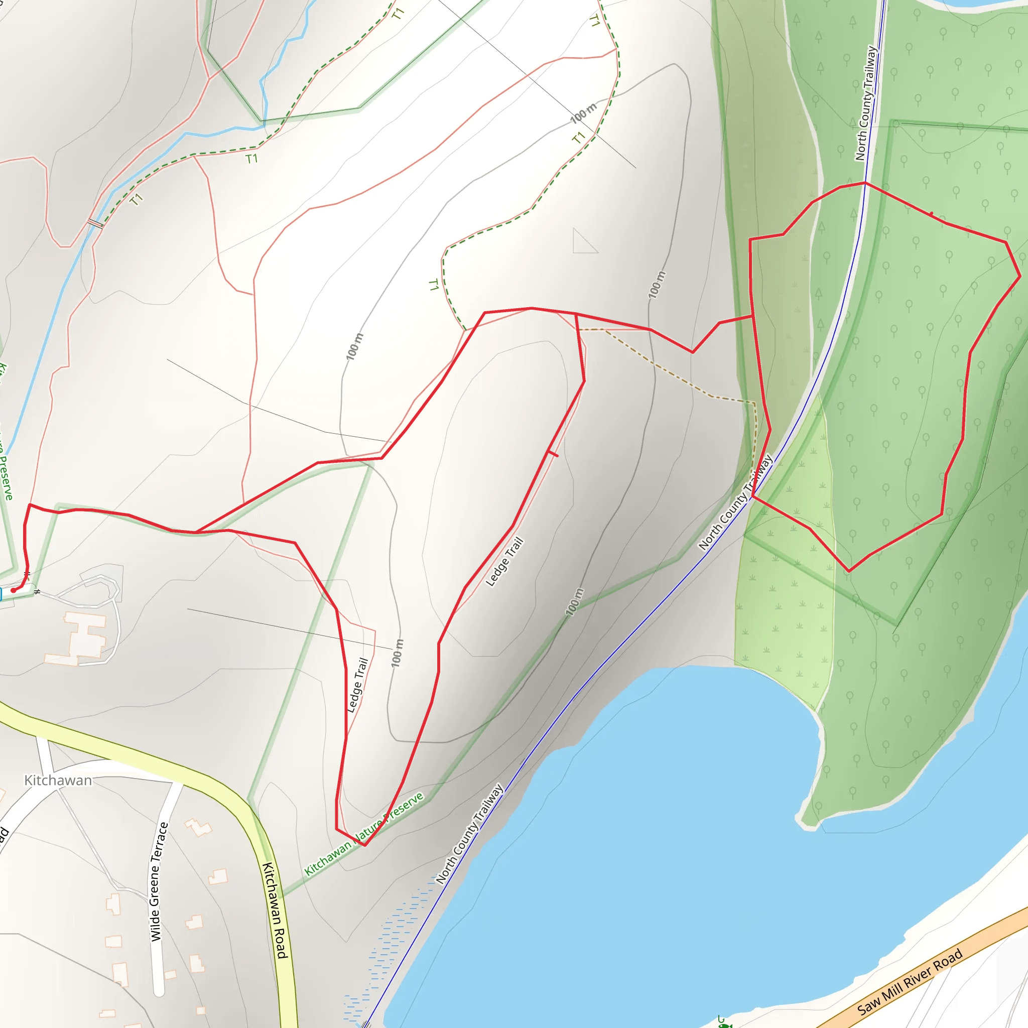 Ledge Trail and Kitchawan Loop Trail mobile static map