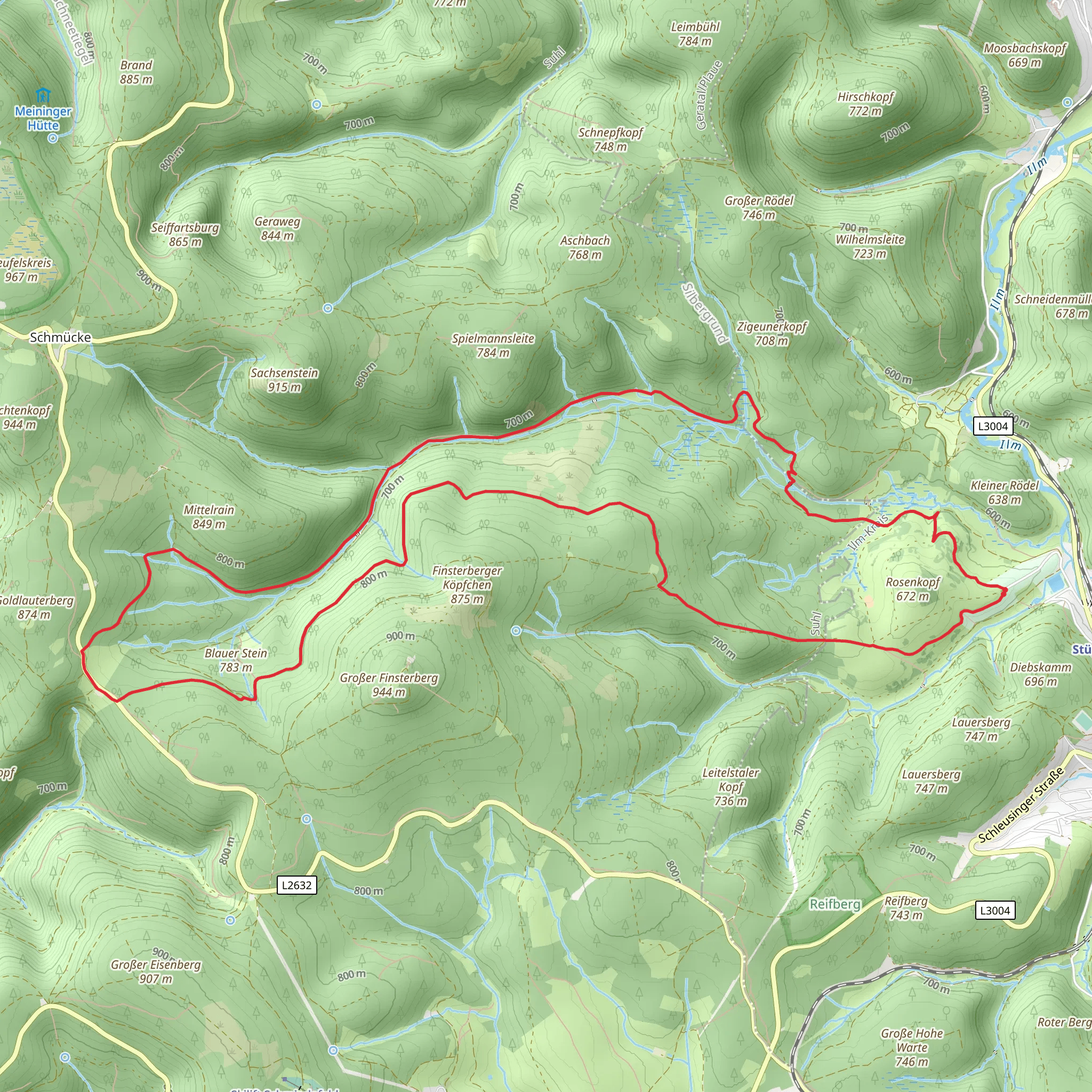 Oberer Berggrabenweg and Roter Strich Loop mobile static map