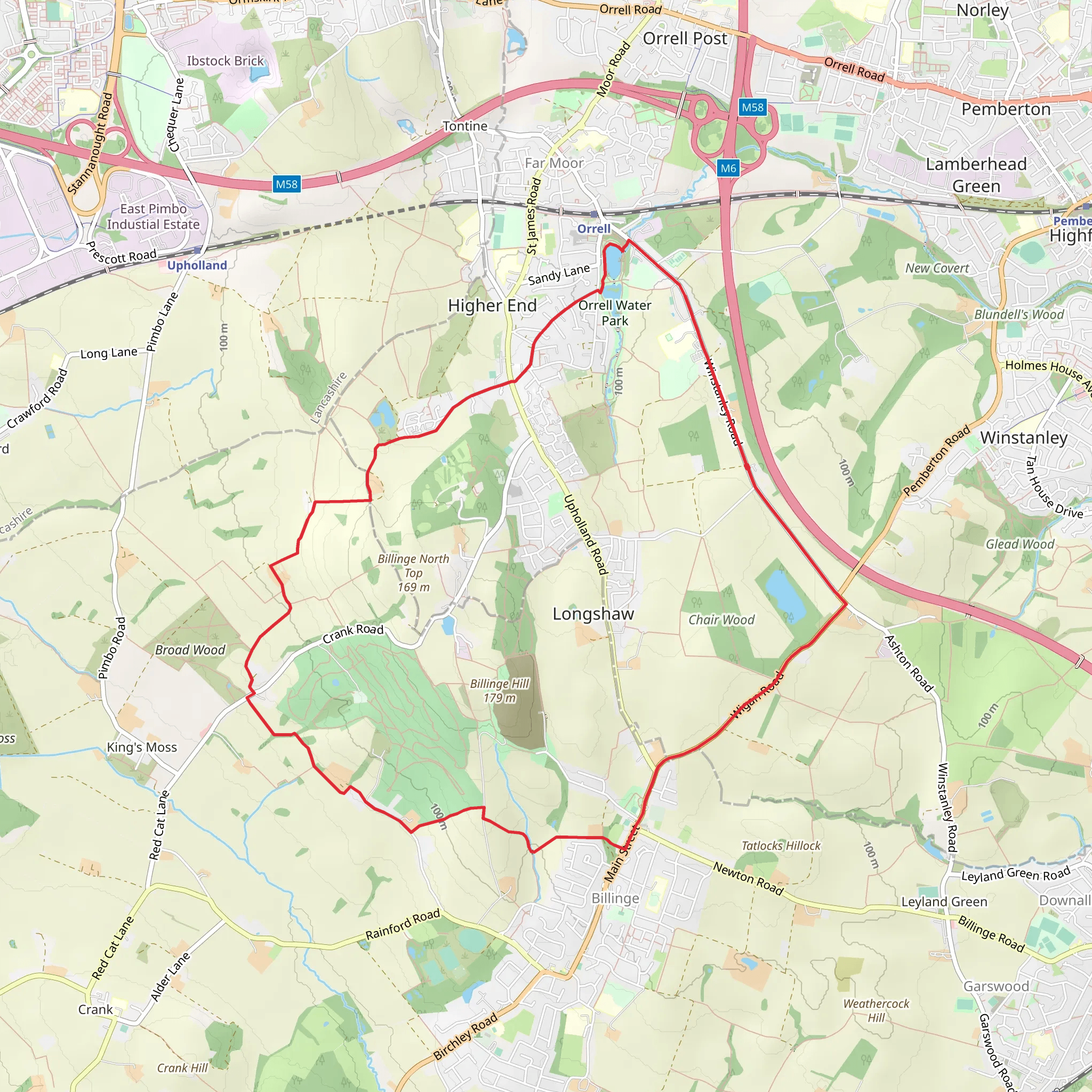 Far Moor and Billinge Loop mobile static map