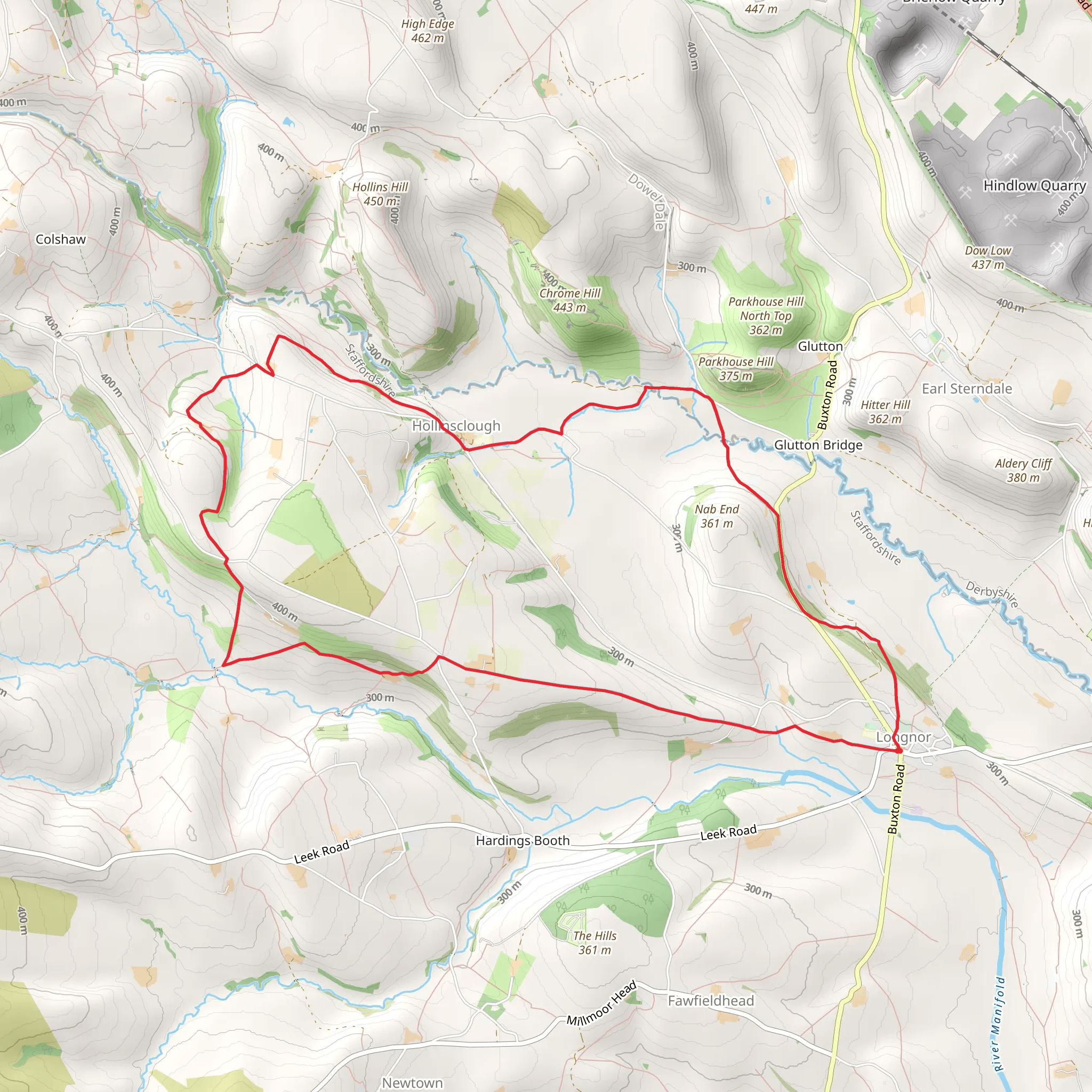 Hollinsclough Loop from Longnor mobile static map