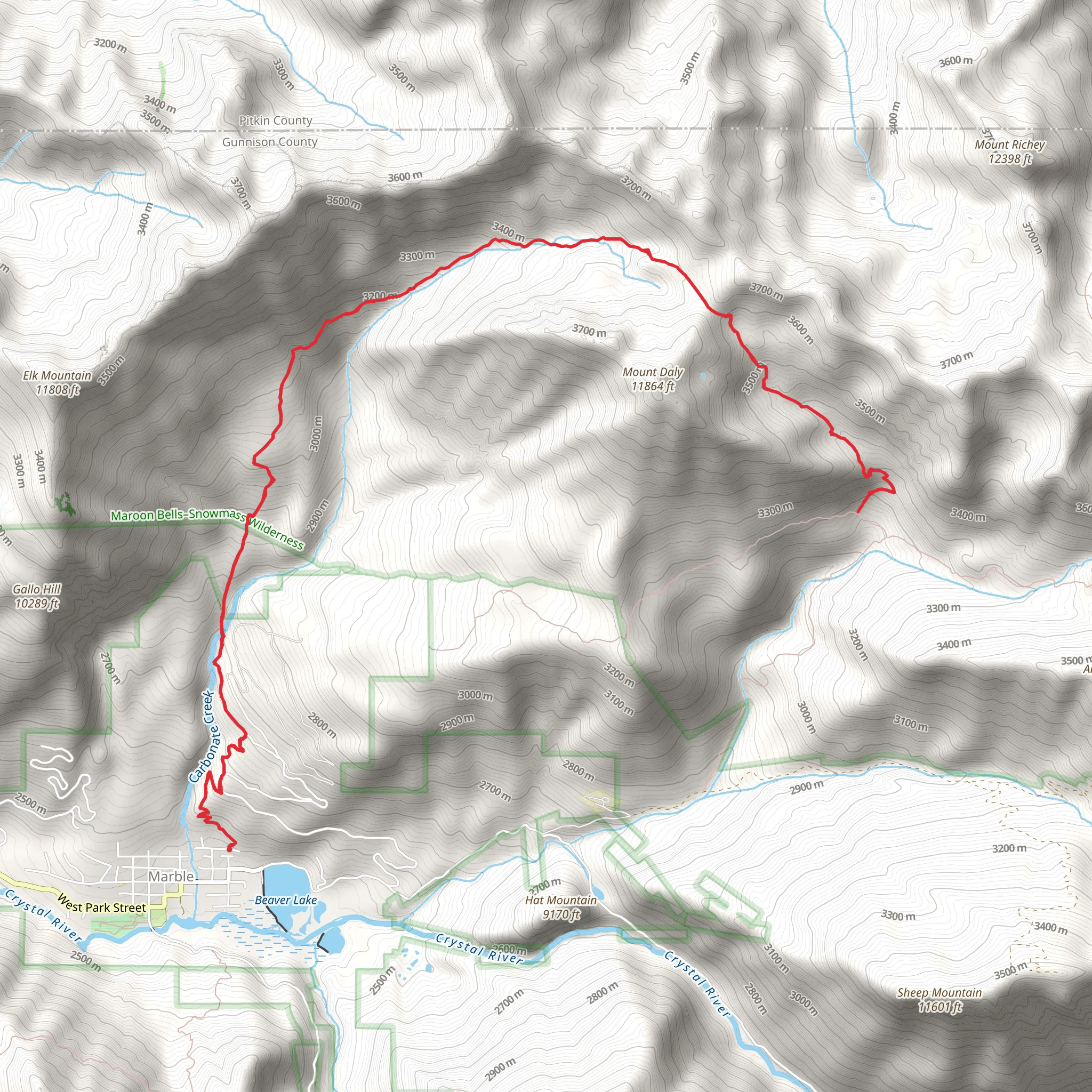 Carbonate Creek - Buckskin Trail mobile static map
