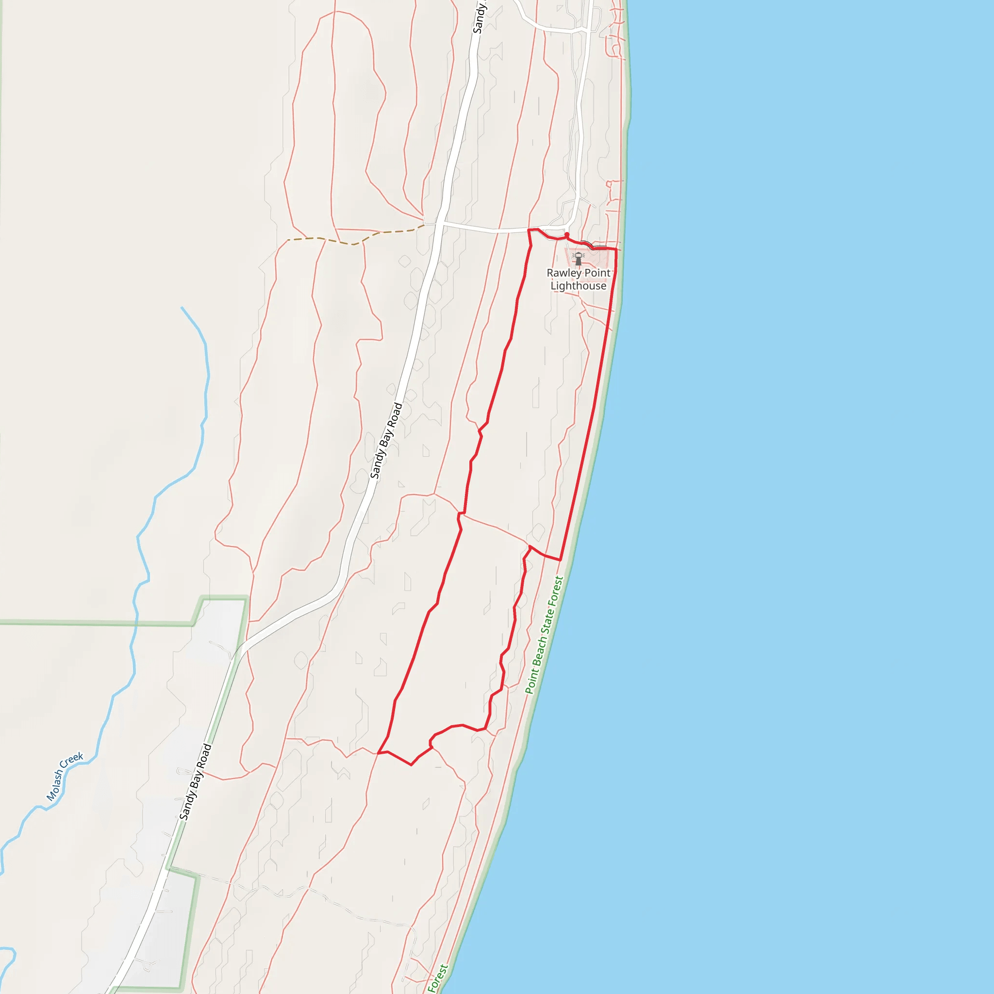 Point Beach State Forest Loop mobile static map