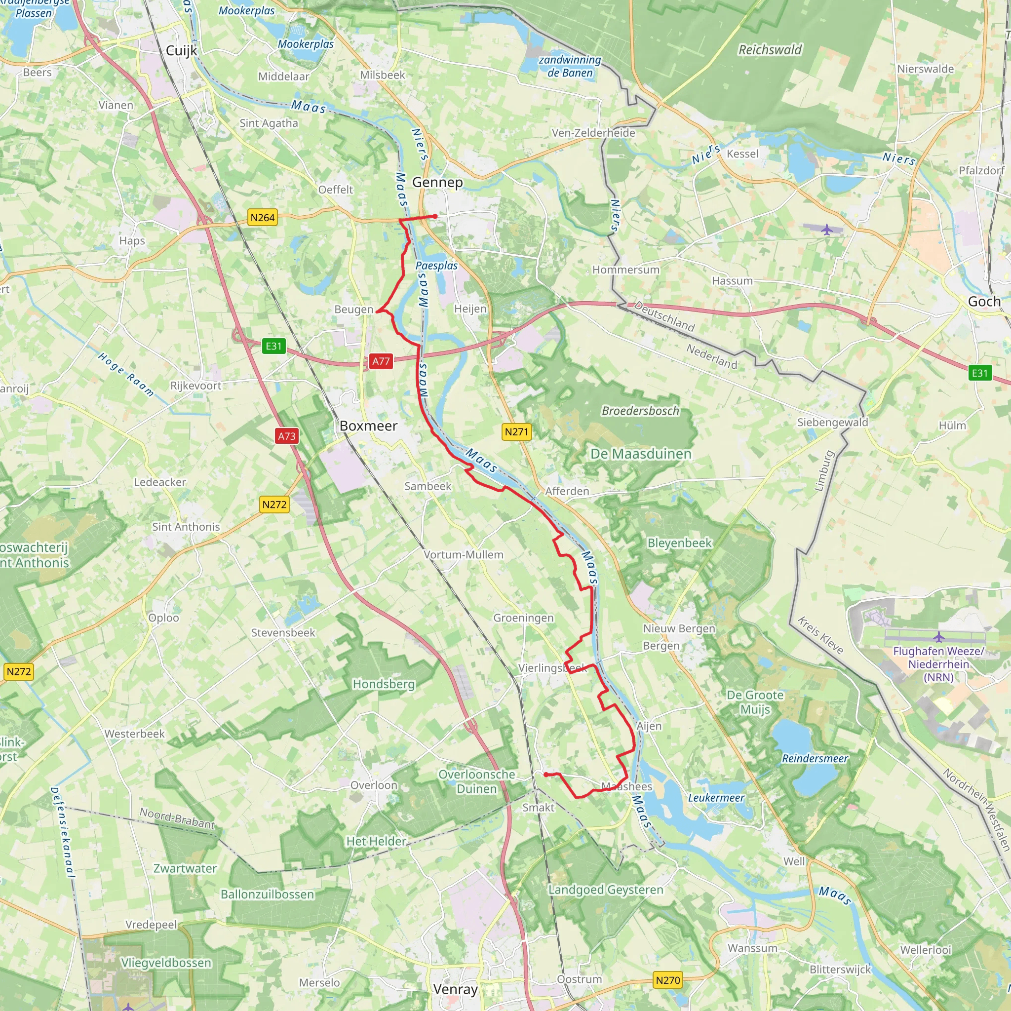 Holthoes to Gennep via Hegelkruisstraat mobile static map