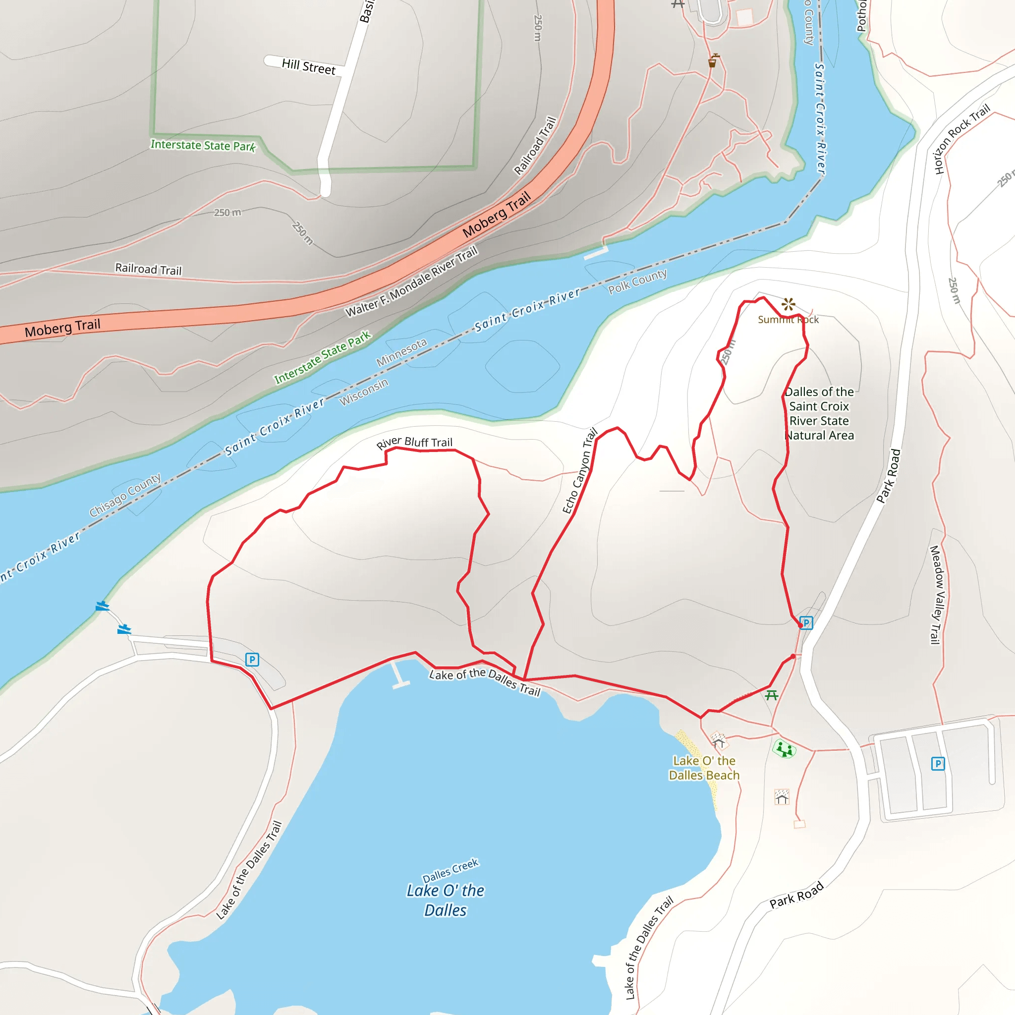 Lake O' the Dalles North Loop mobile static map