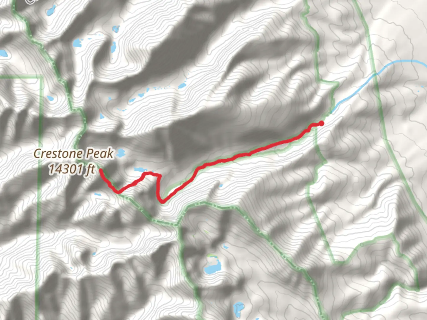 An image depicting the trail Crestone Needle Peak Trail and its surrounding area.