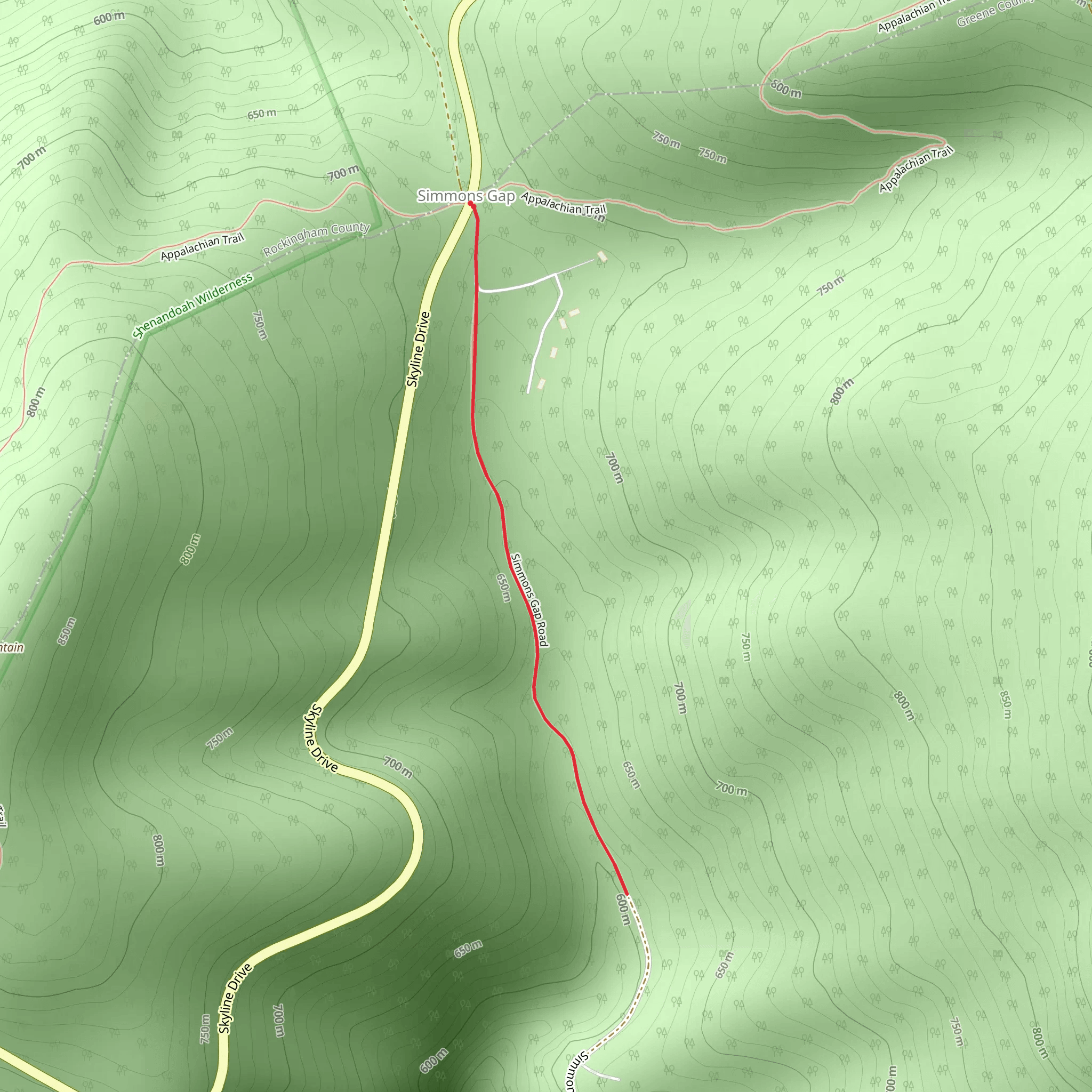 Simmons Gap Road Trail mobile static map