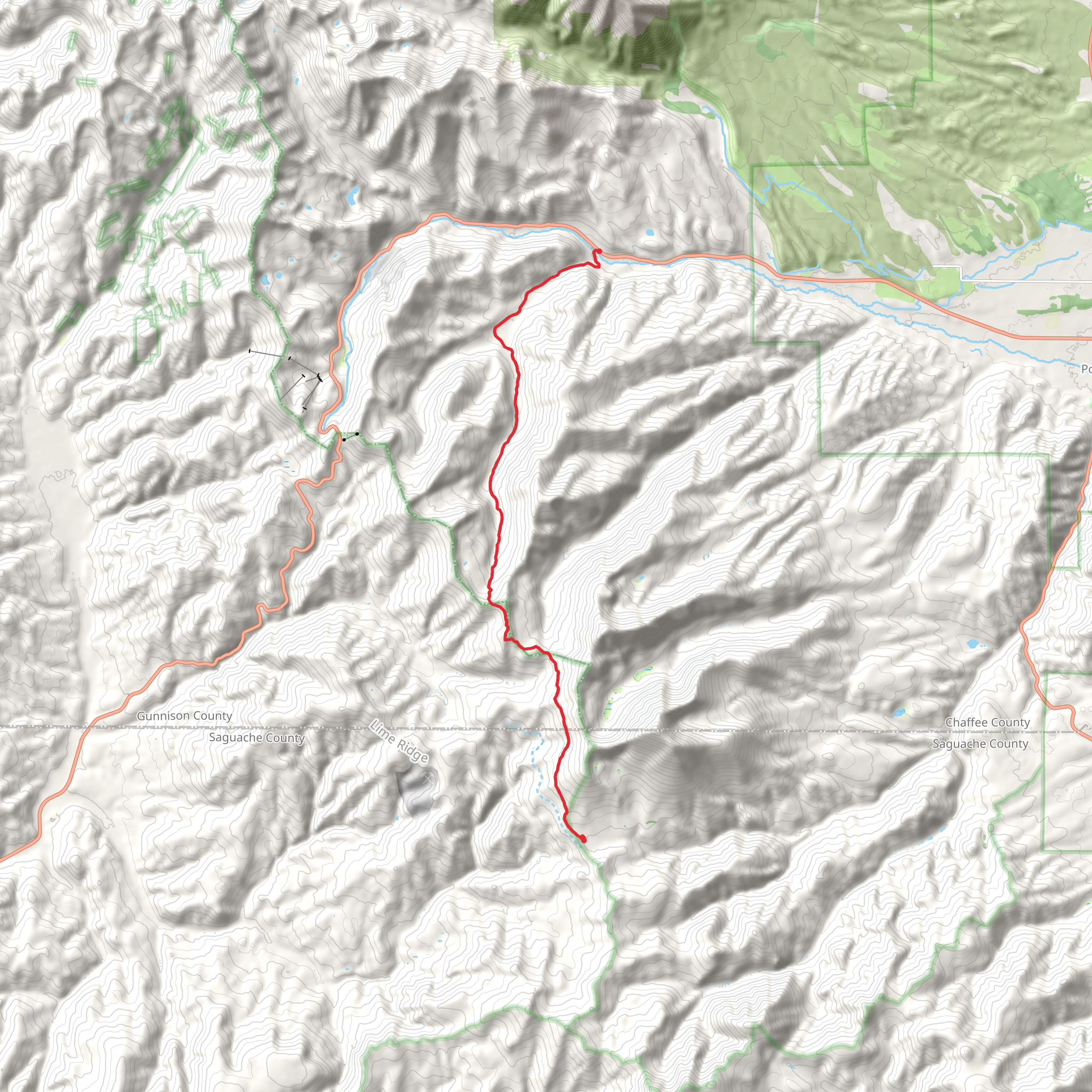 Colorado Trail and Monarch Crest Trail mobile static map