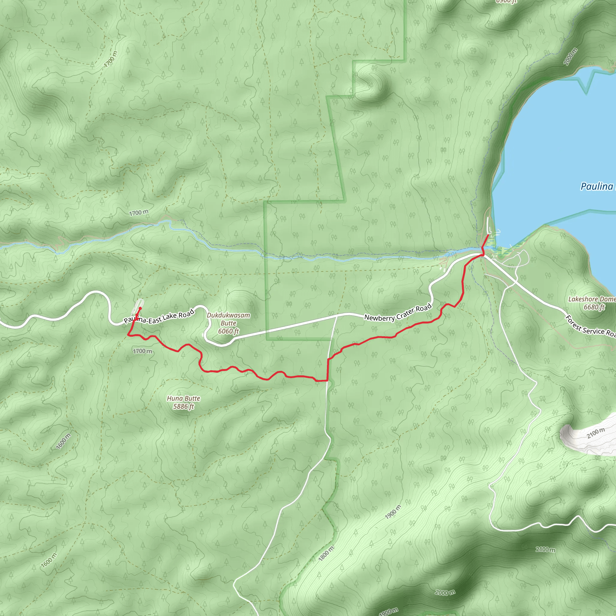 Paulina Lake from Pauline East Lake Road mobile static map