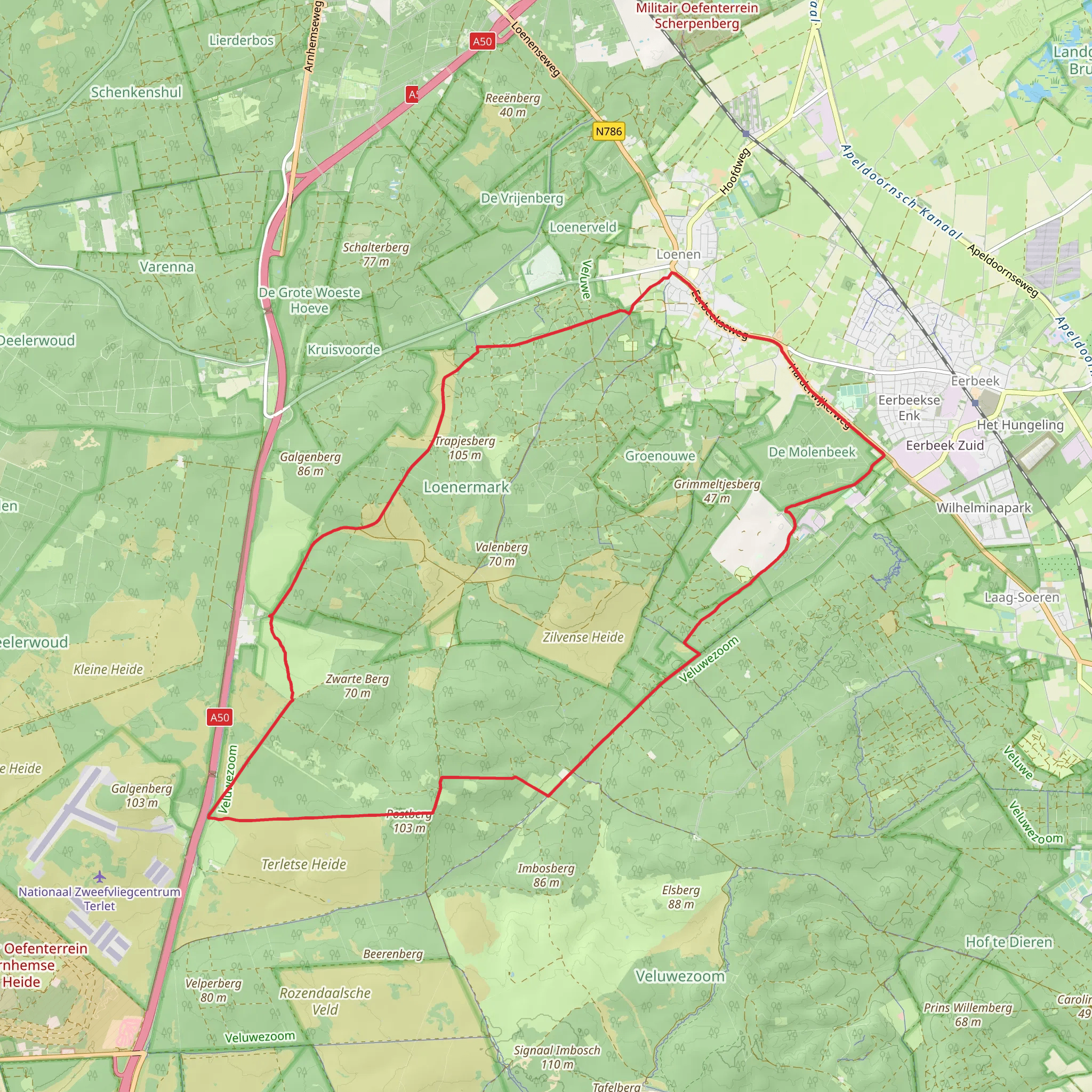 De Molenbeek, Terletse heide and Loenense Loop mobile static map