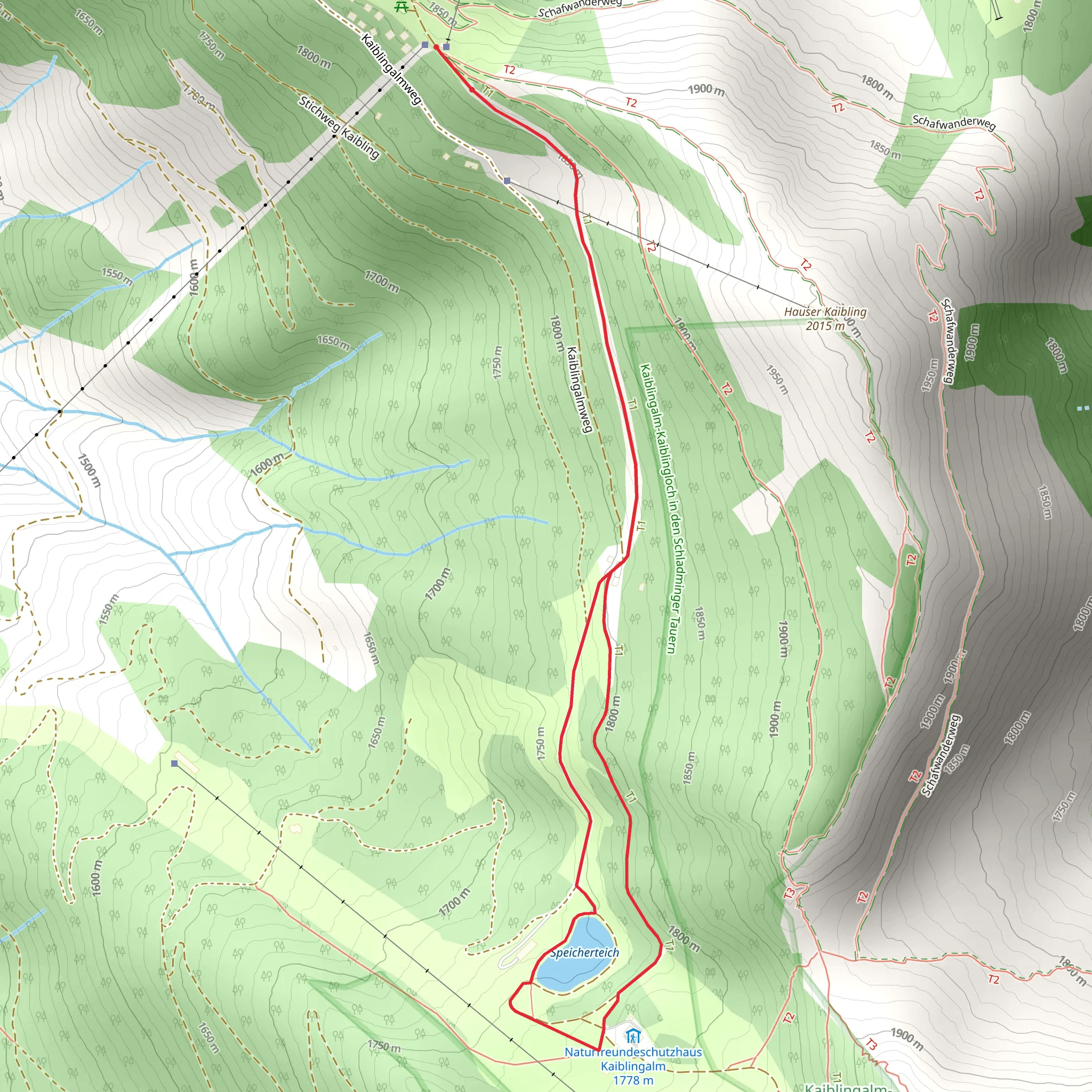 Speicherteich Lake Loop from Hauser Kaibling mobile static map