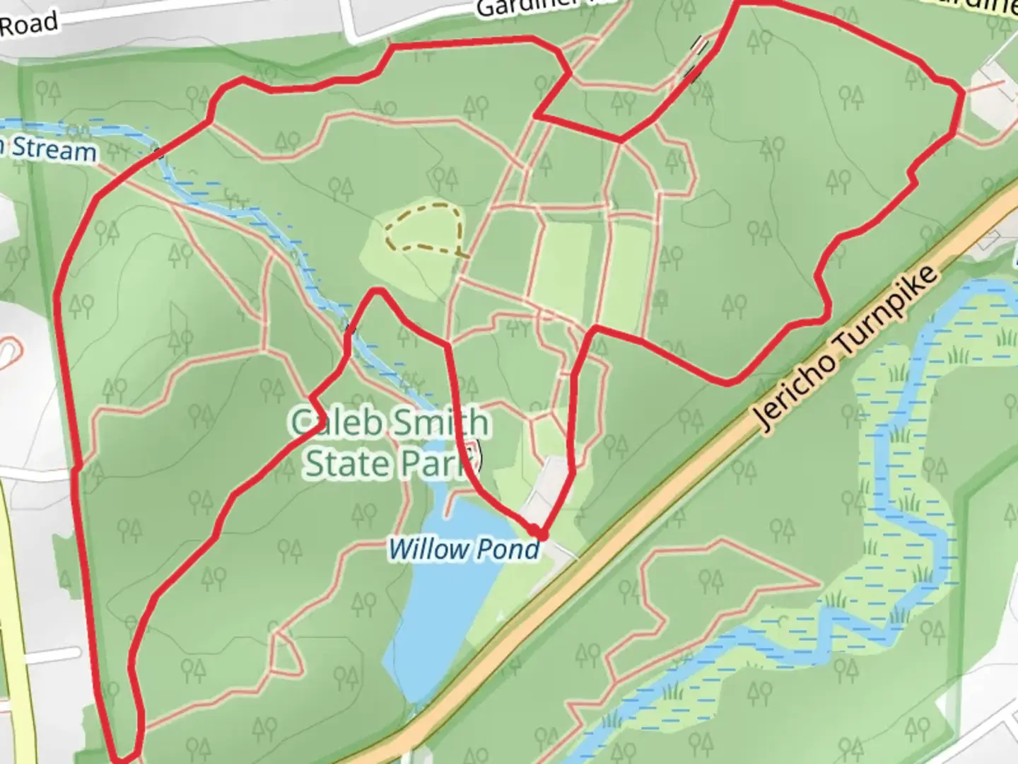 An image depicting the trail Long Island Greenbelt Short Trail from Loop Willow Pond and its surrounding area.