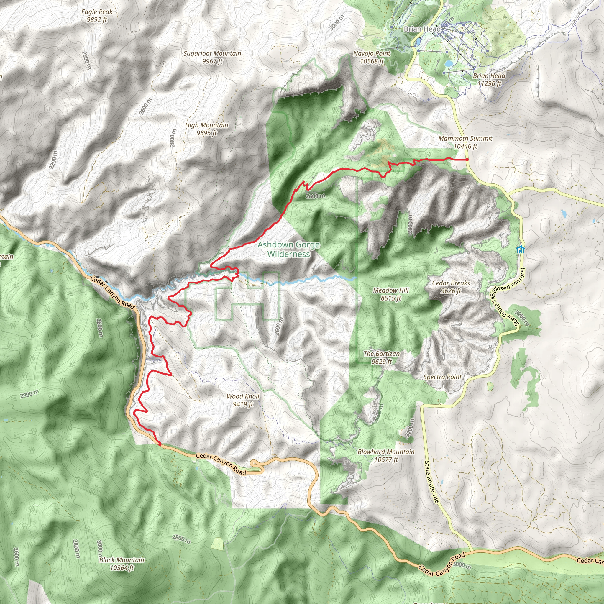 Potato Hollow and Rattlesnake Creek Trail mobile static map