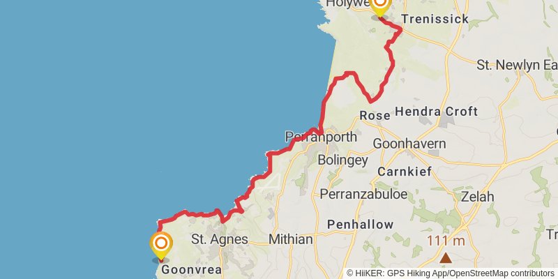 Cornish Celtic Way stage 8 Map
