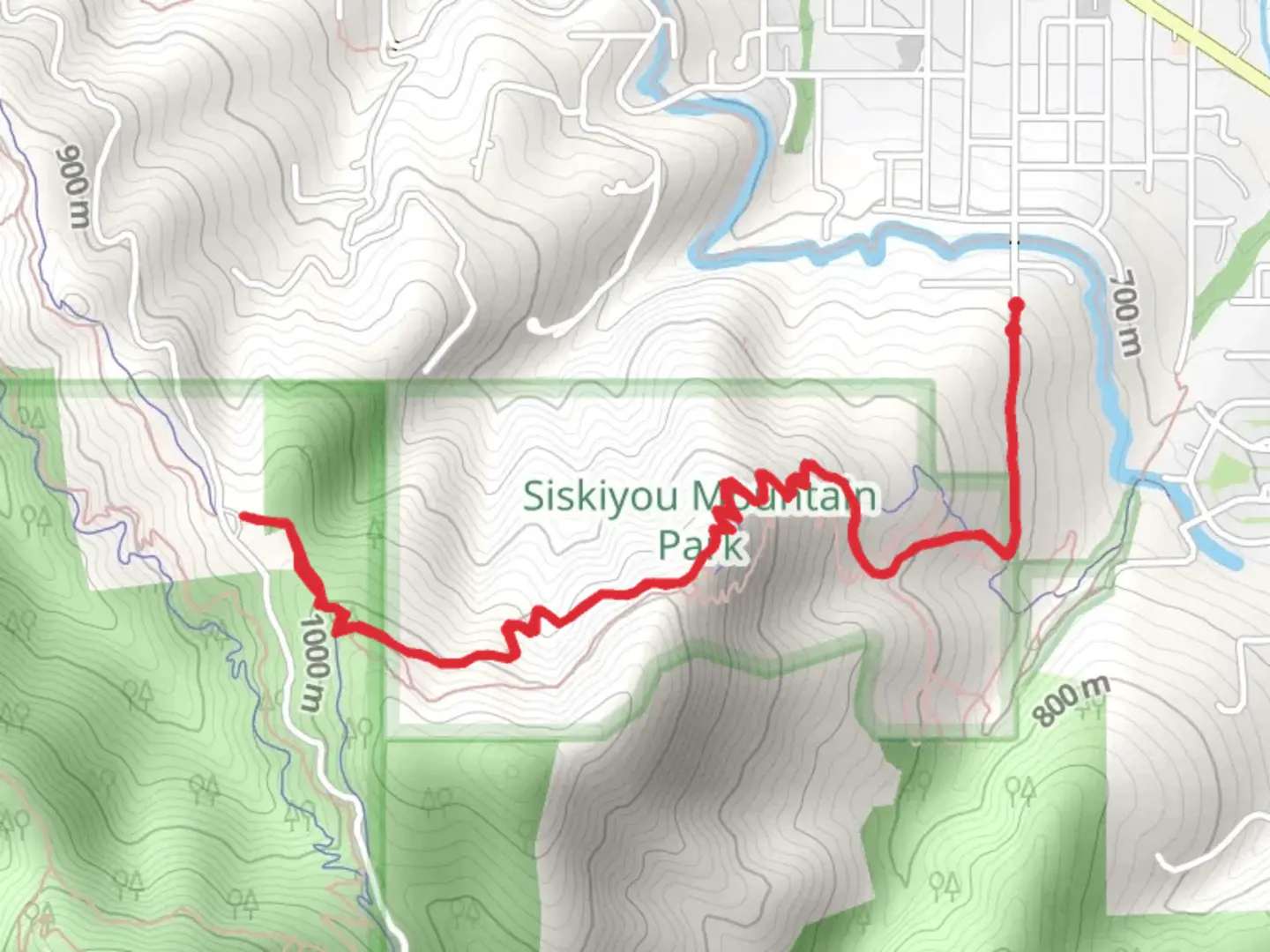 An image depicting the trail Siskiyou Mountain Park - White Rabbit Trail and its surrounding area.