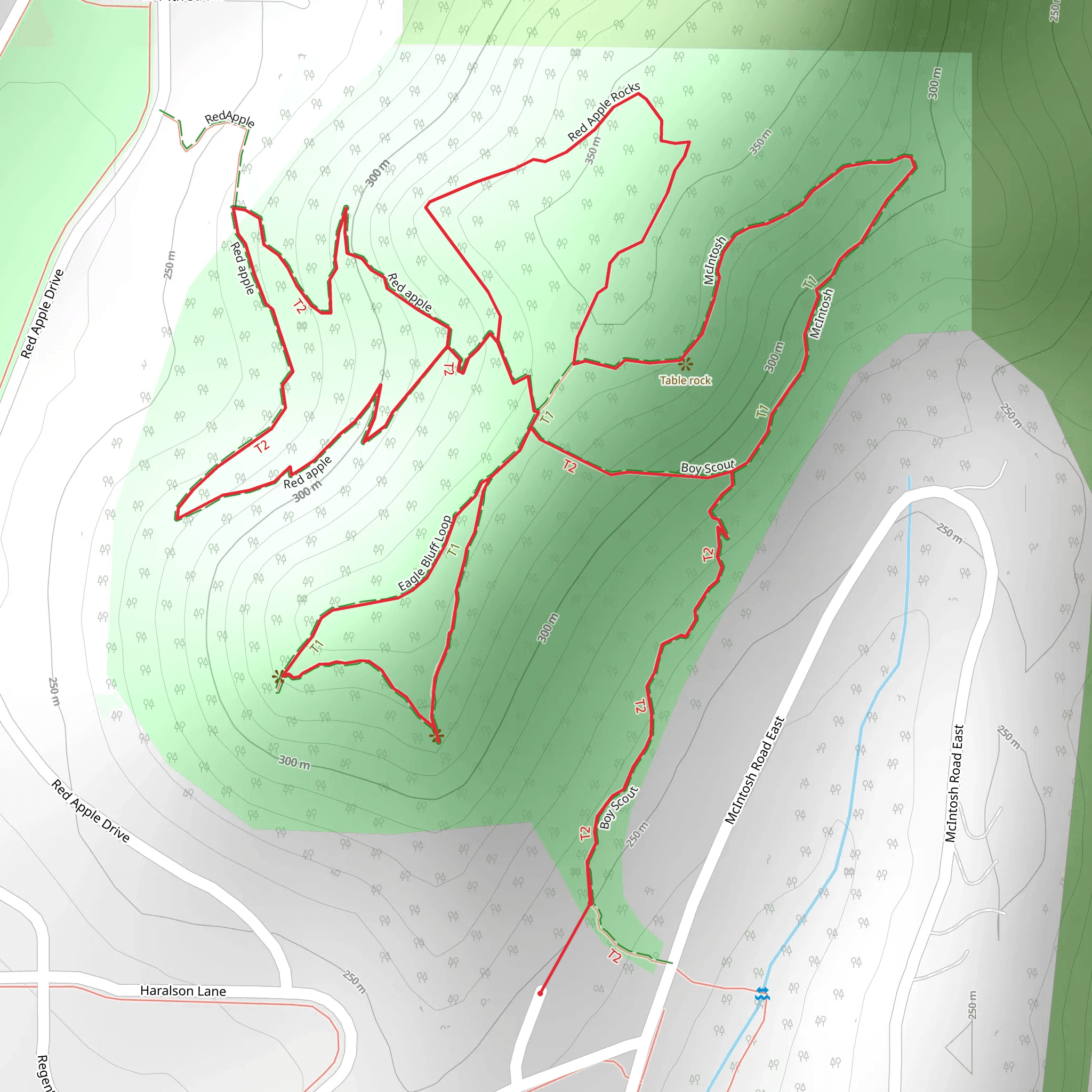 McIntosh, Red Apple Rocks and Eagle Bluff Loop mobile static map