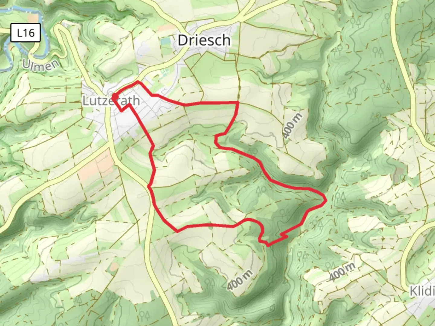 An image depicting the trail Lutzerath Loop and its surrounding area.