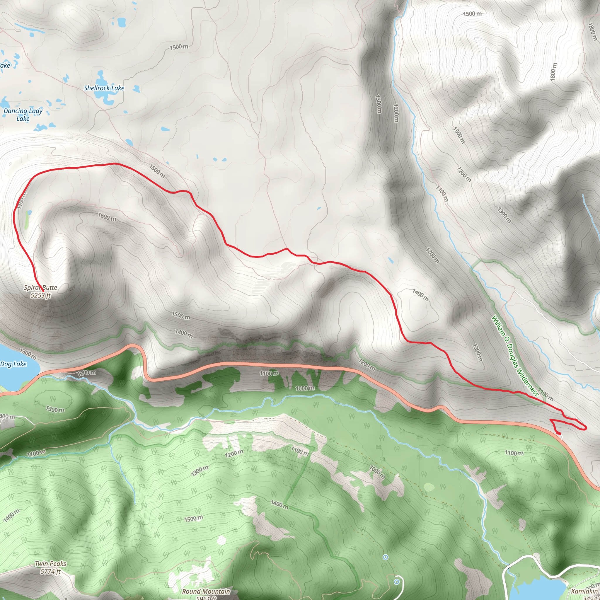 Sprial Butte via Sand Ridge Trail mobile static map