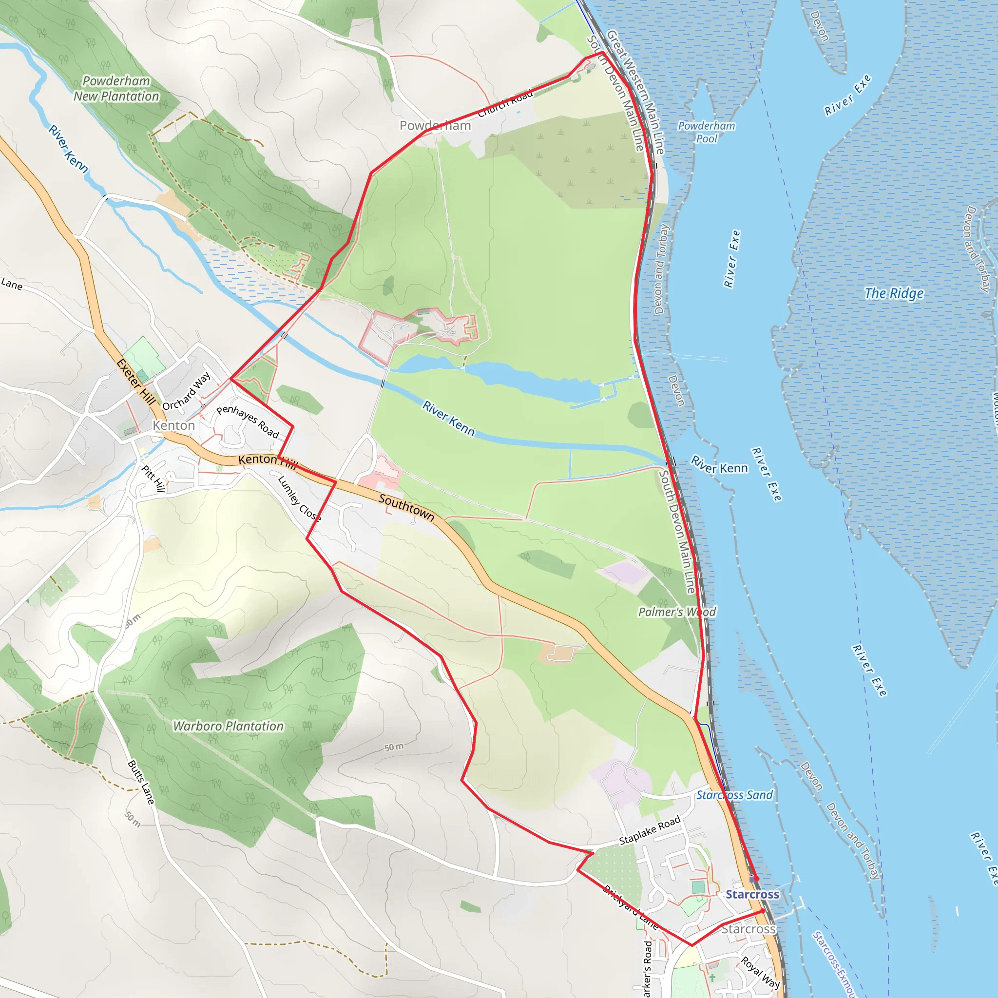Riviera Line - Starcross - Powderham mobile static map