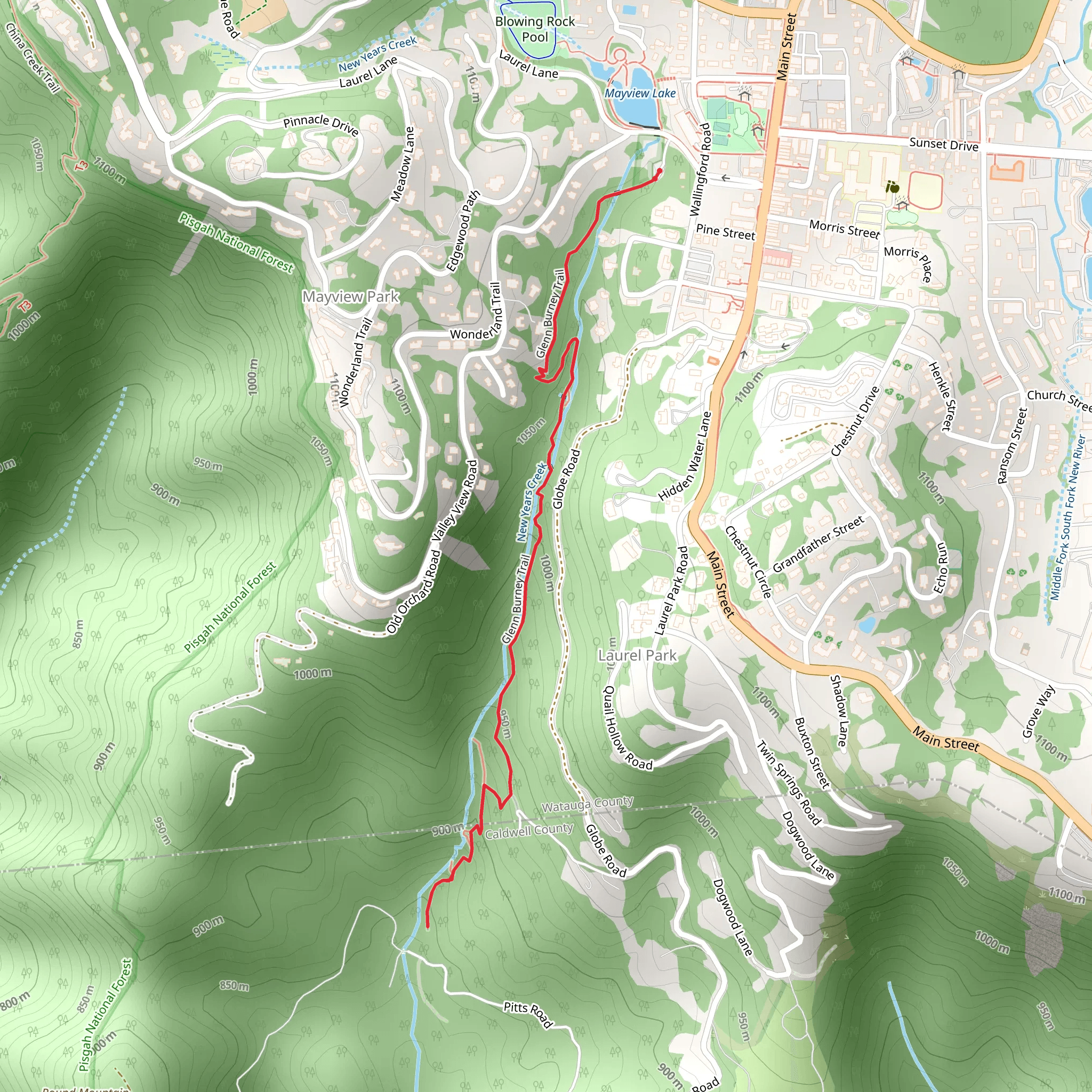 Glenn Burney Trail mobile static map