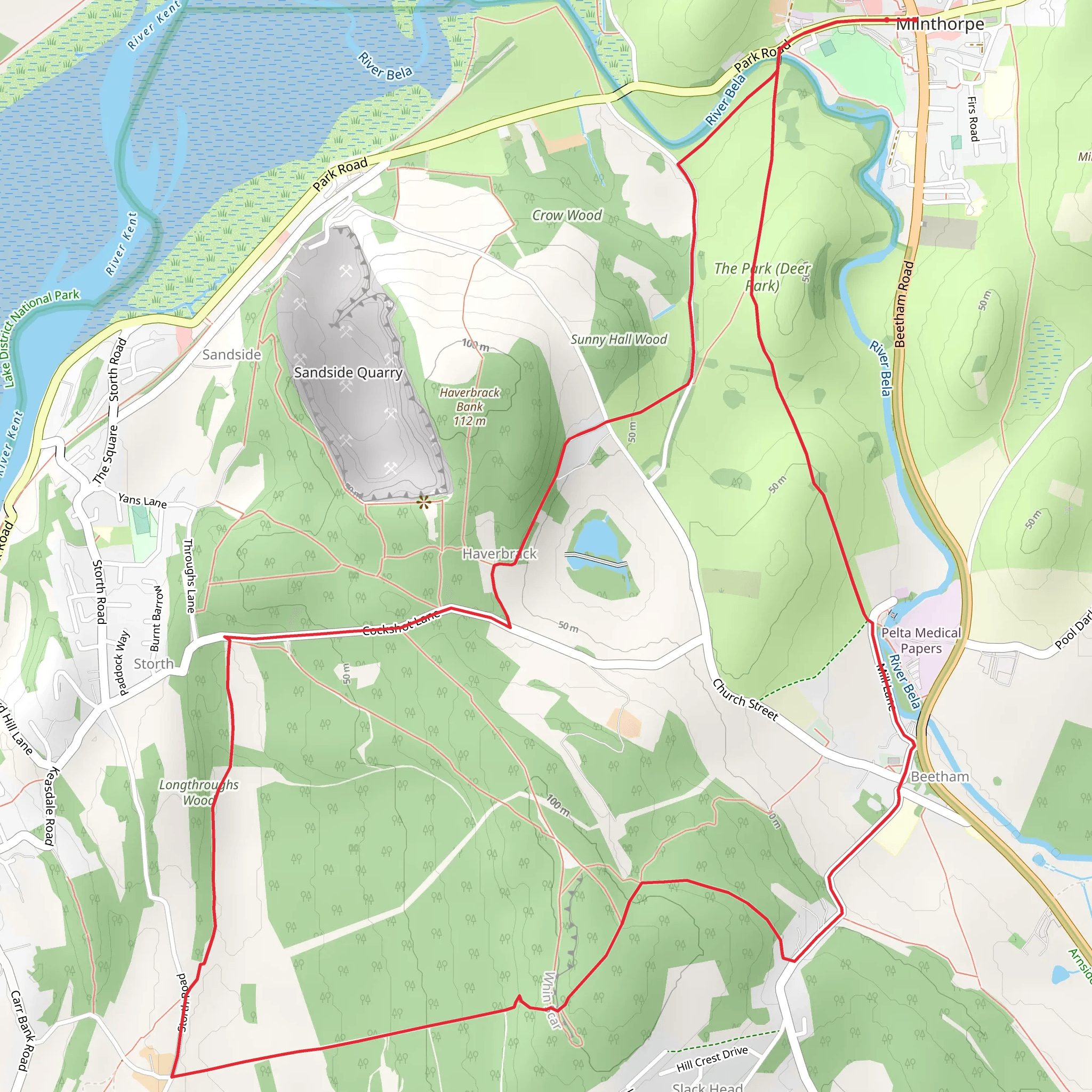 Milnthorpe - Hazelslack and Beetham mobile static map