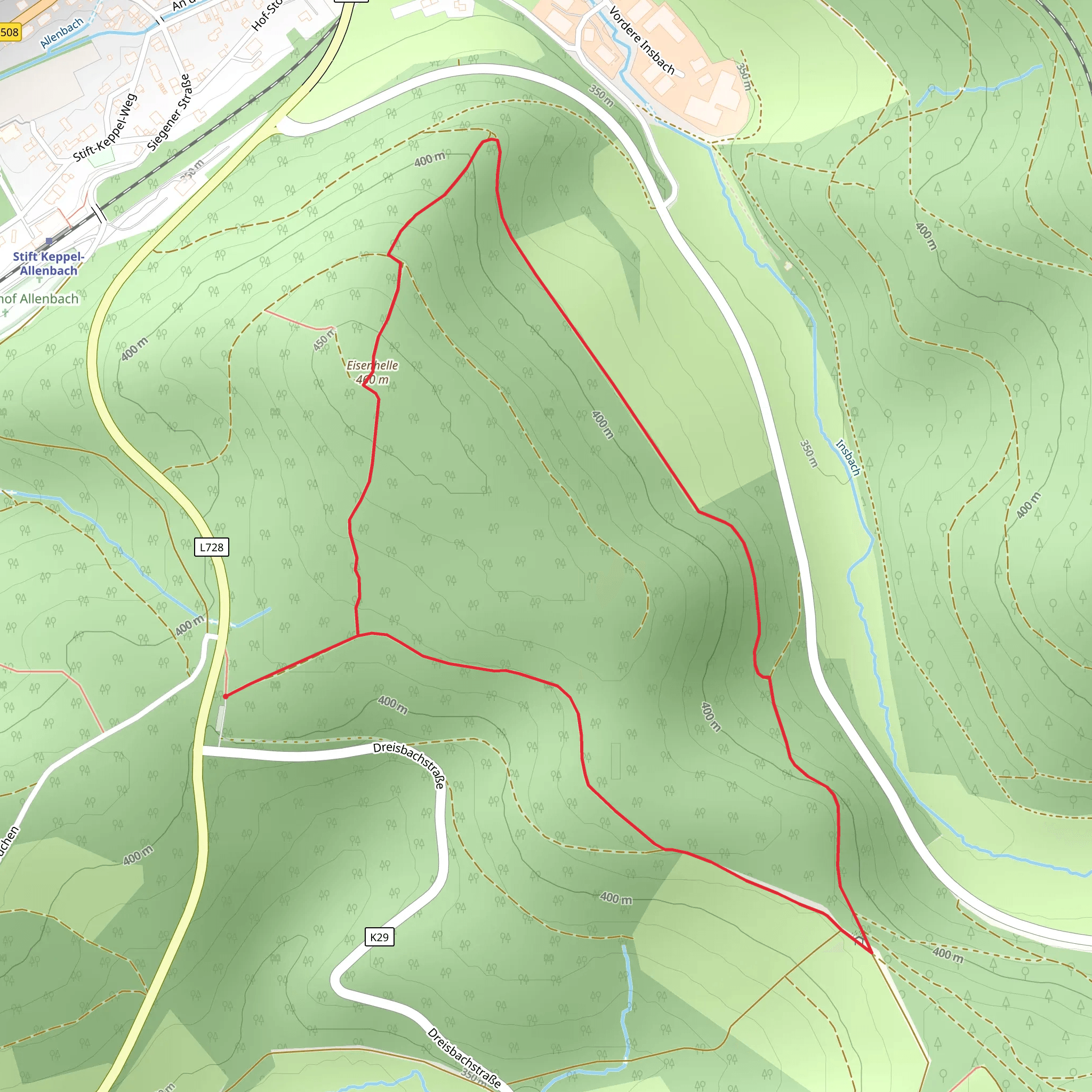 Eisenhelle and Kaspareiche Loop mobile static map