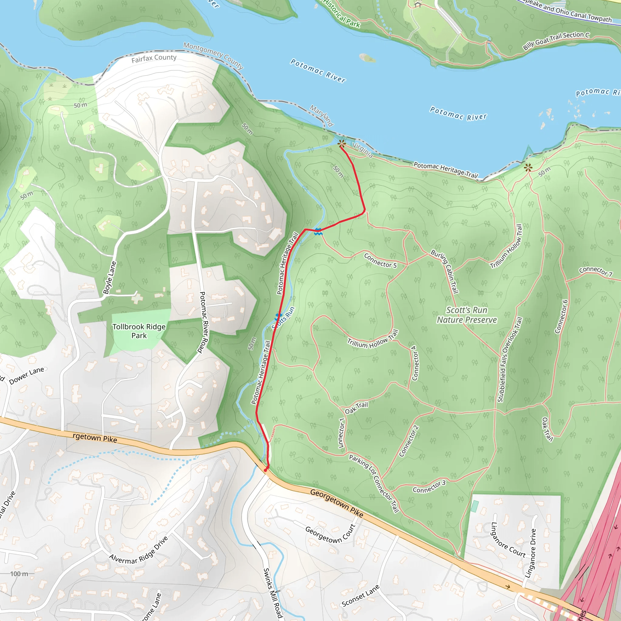 Potomac Heritage Short Trail mobile static map