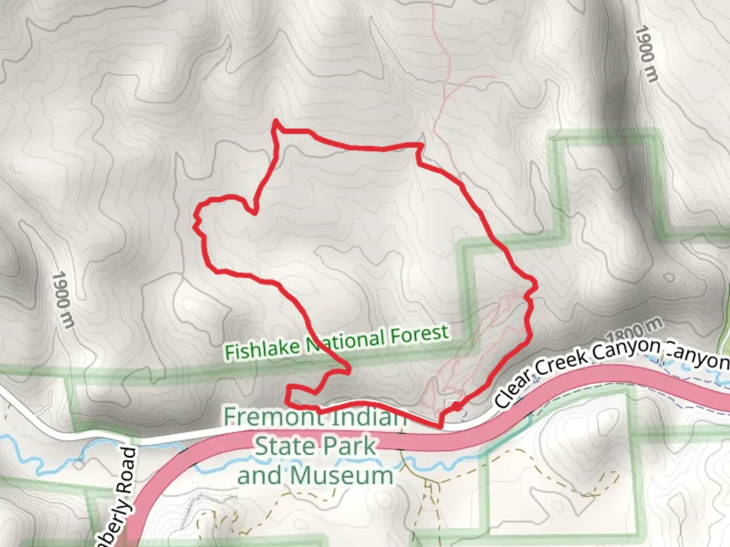 An image depicting the trail Fremont State Park Loop and its surrounding area.