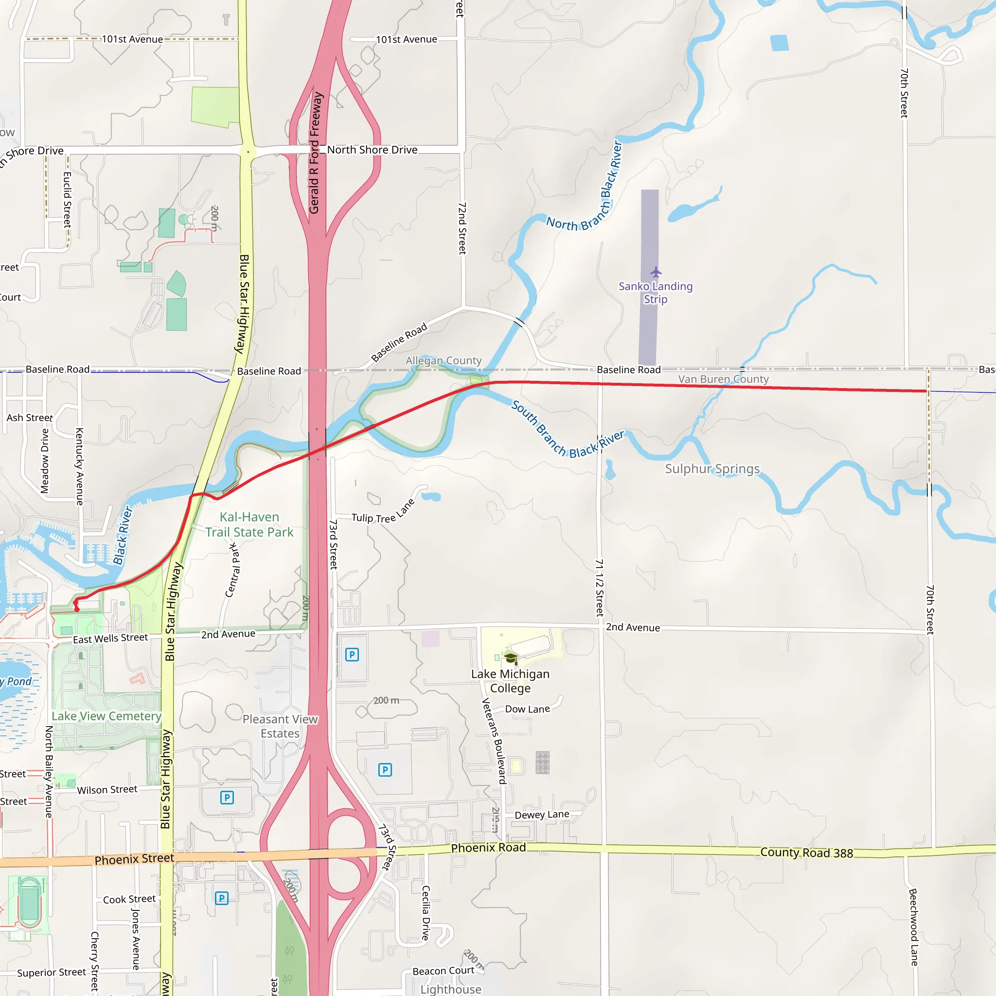 Kal-Haven Trail - Short mobile static map