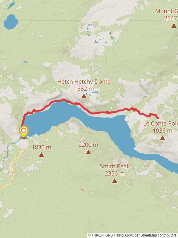 Wapama and Rancheria Falls Trail mobile static map