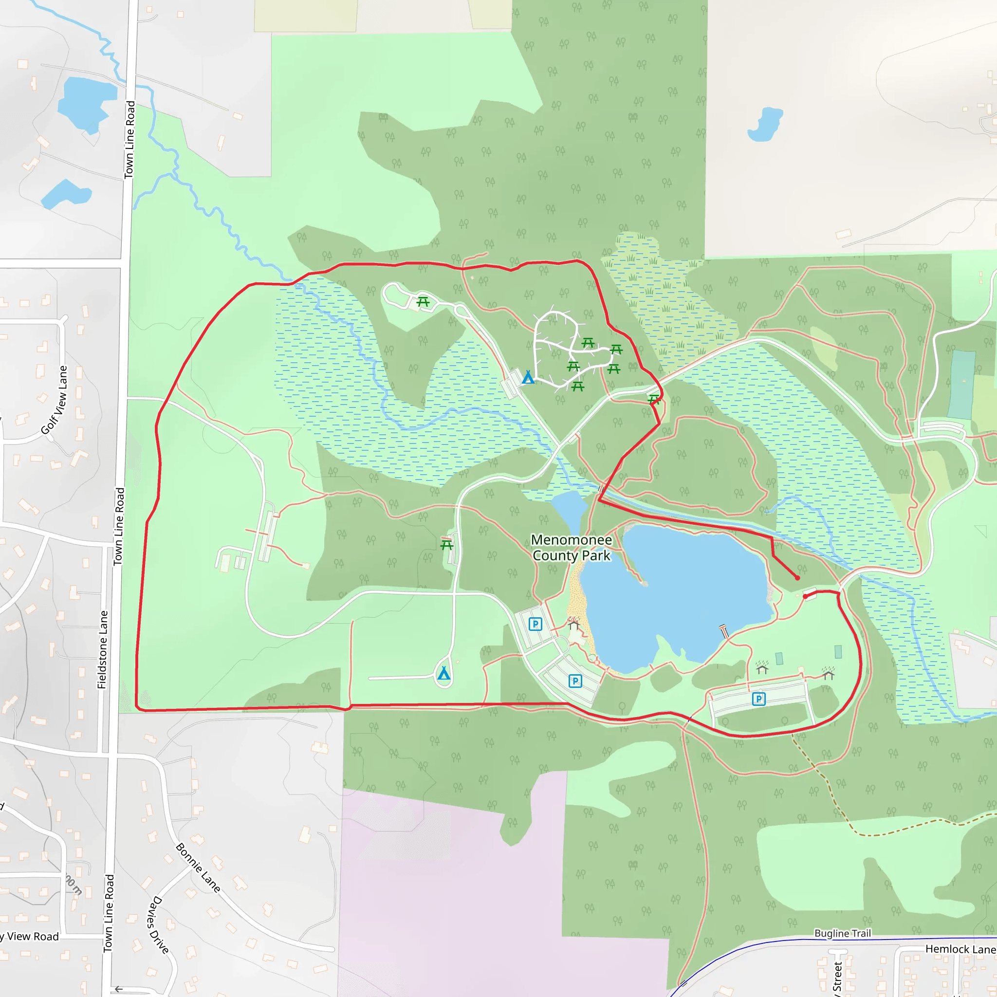 Menomonee County Park Loop mobile static map