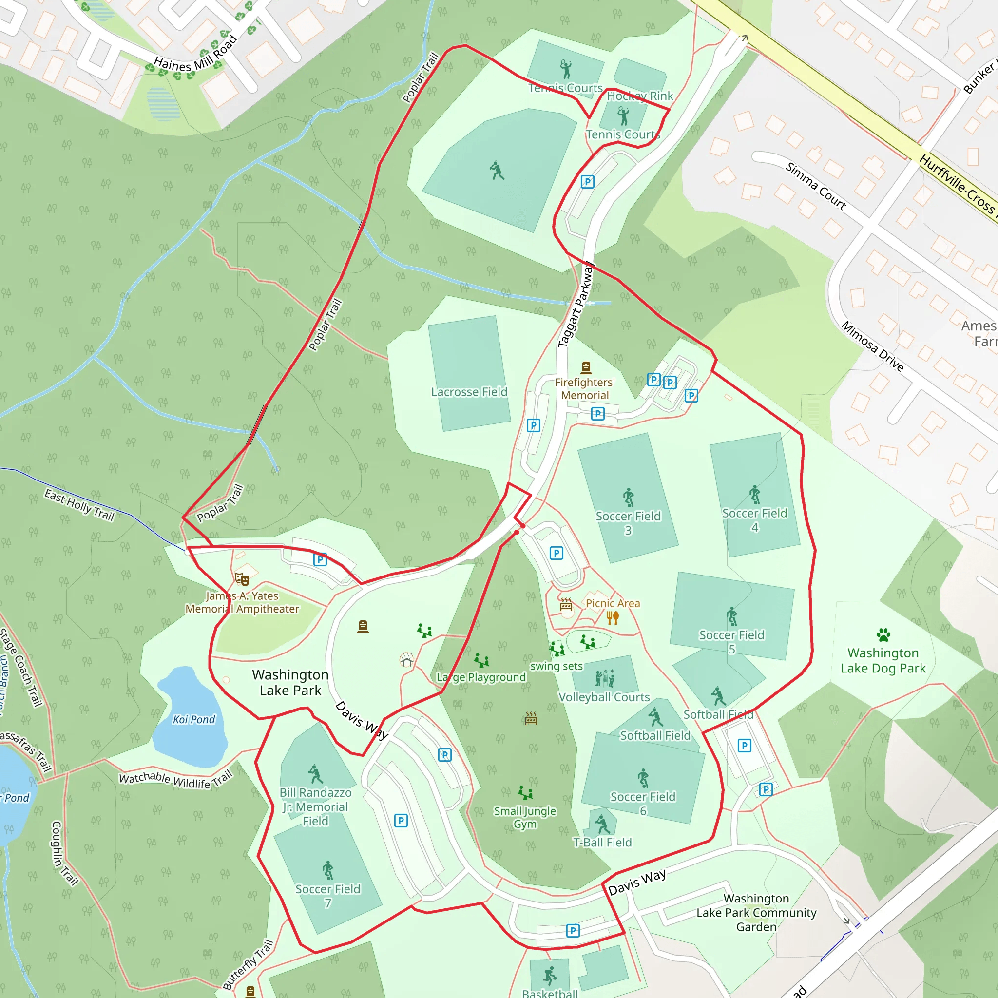 Washington Lake Park Loop mobile static map