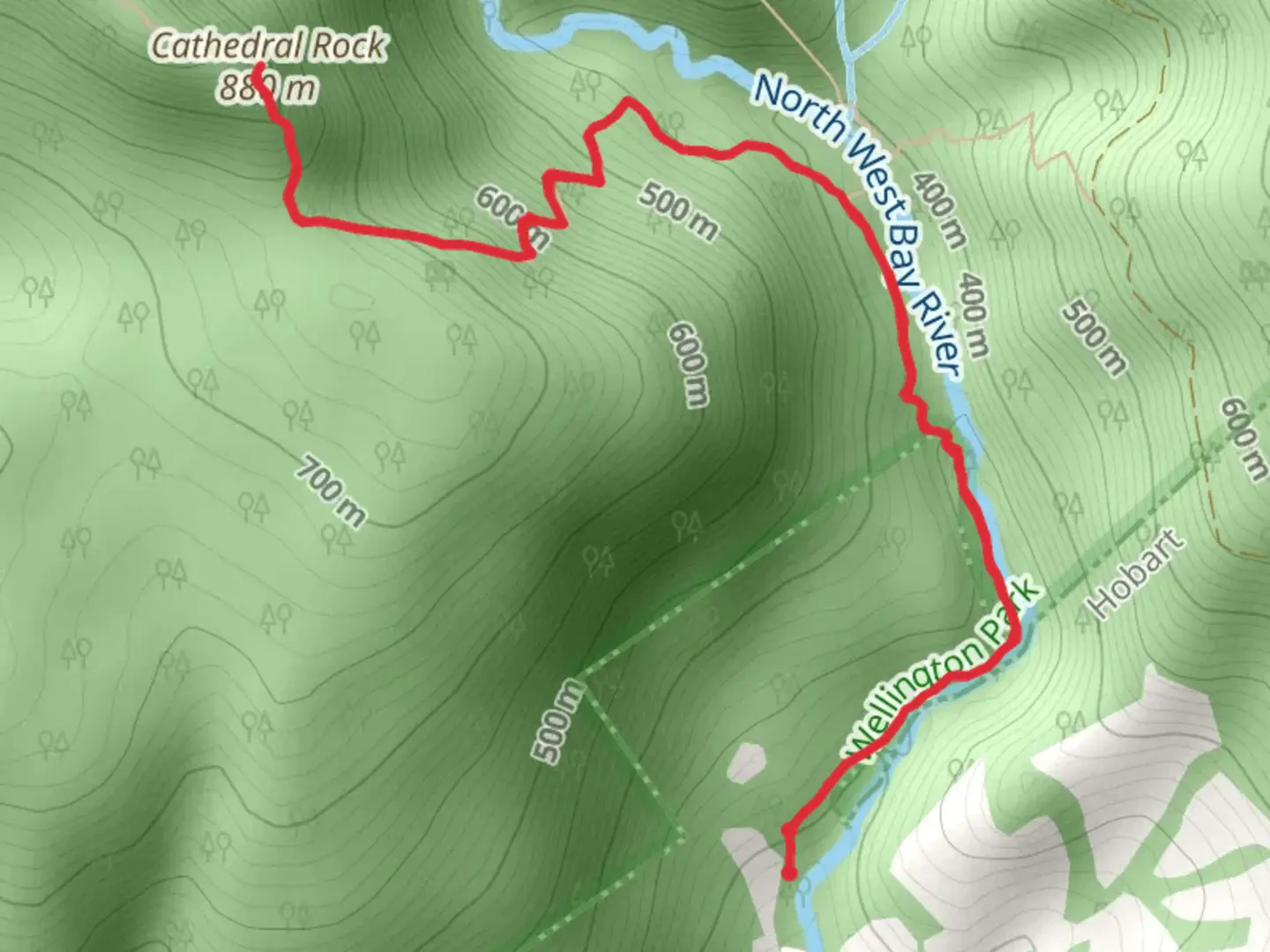 An image depicting the trail Cathedral Rock Walk and its surrounding area.