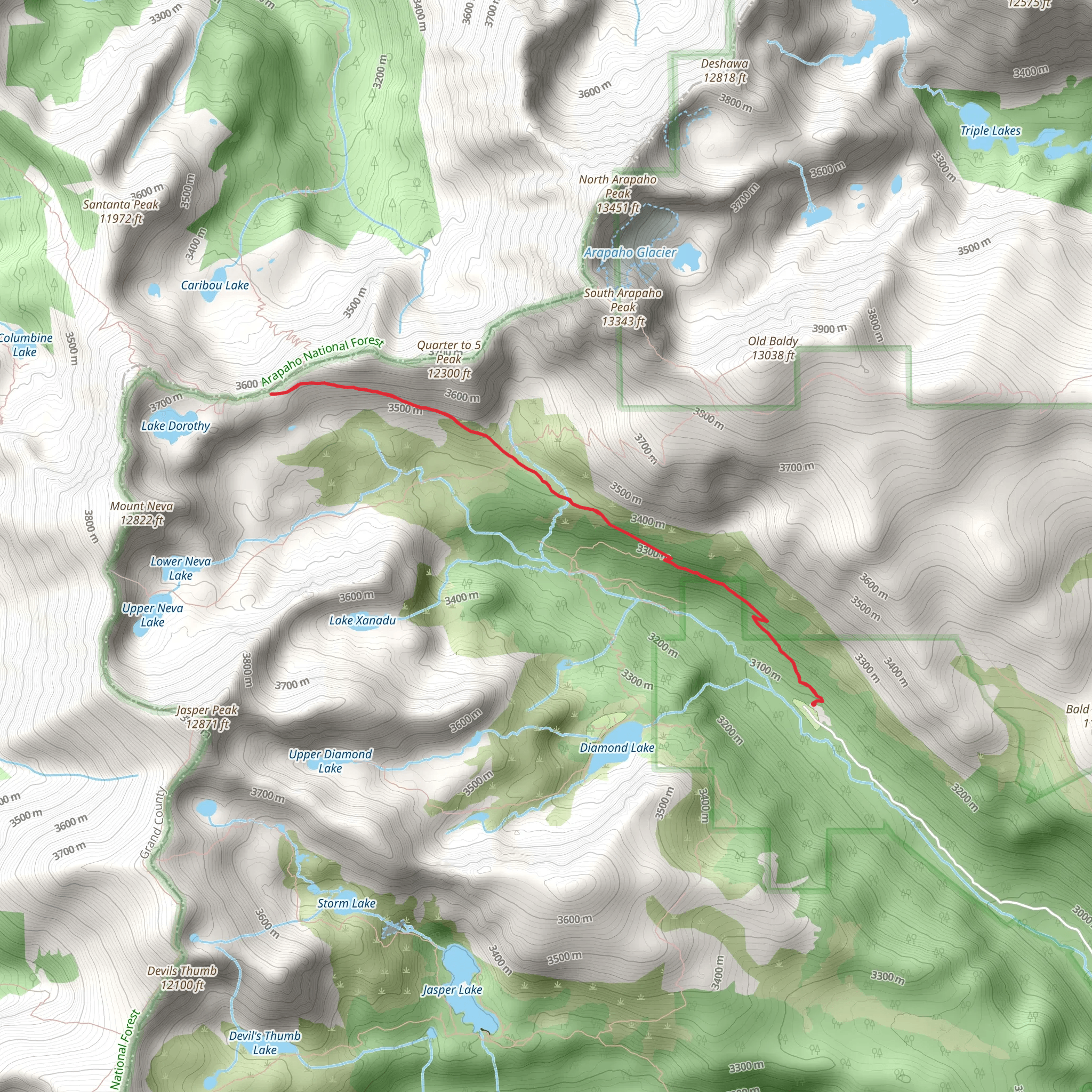 Arapahoe Pass Trail mobile static map