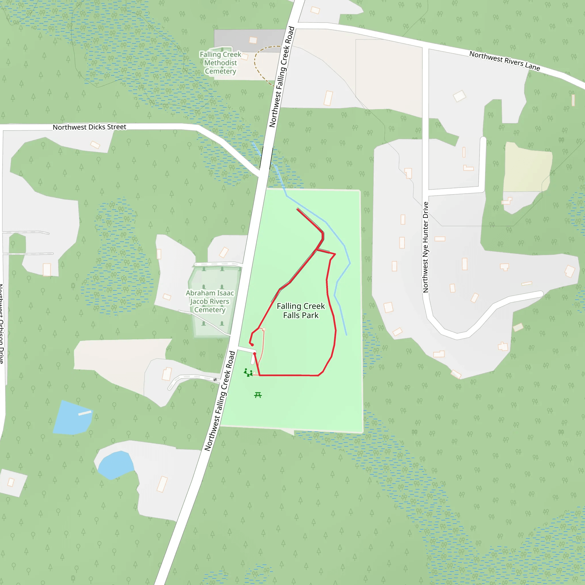 Falling Creek Falls Park Loop mobile static map