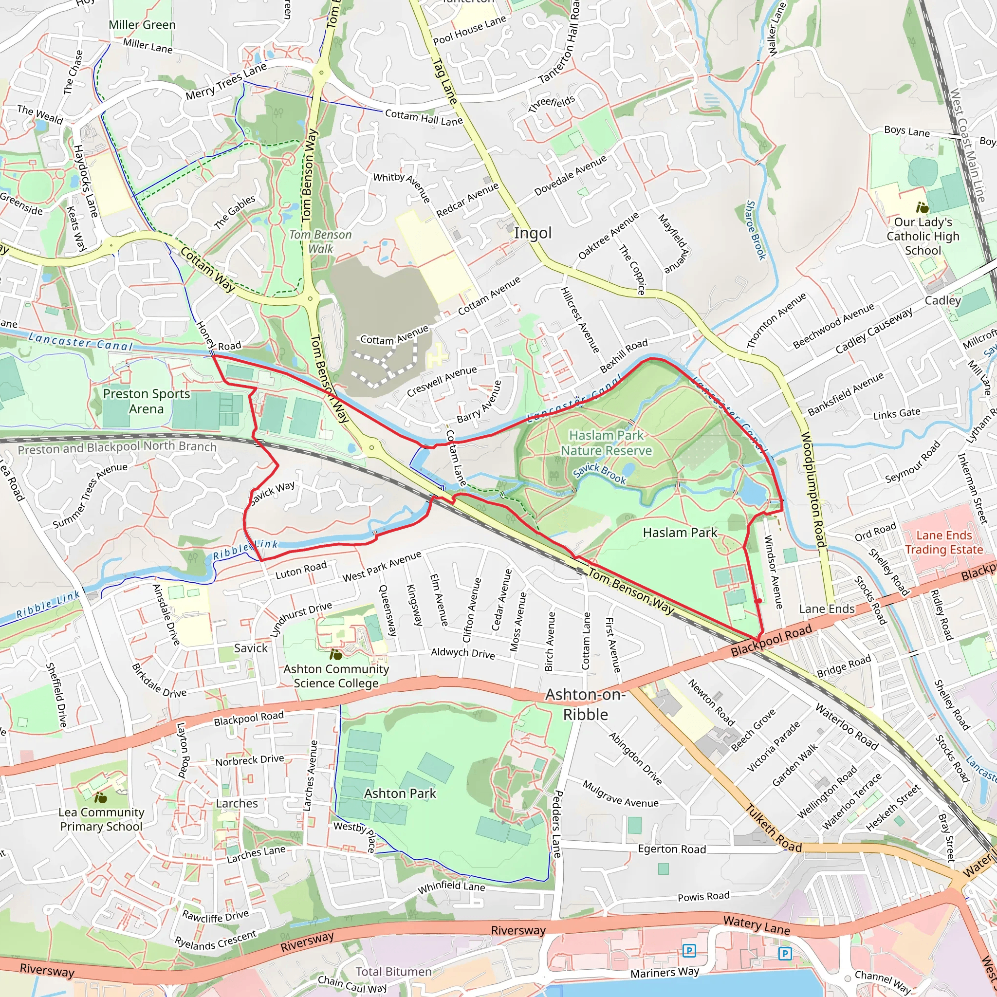 Haslam Park Nature Reserve and Locks Loop mobile static map
