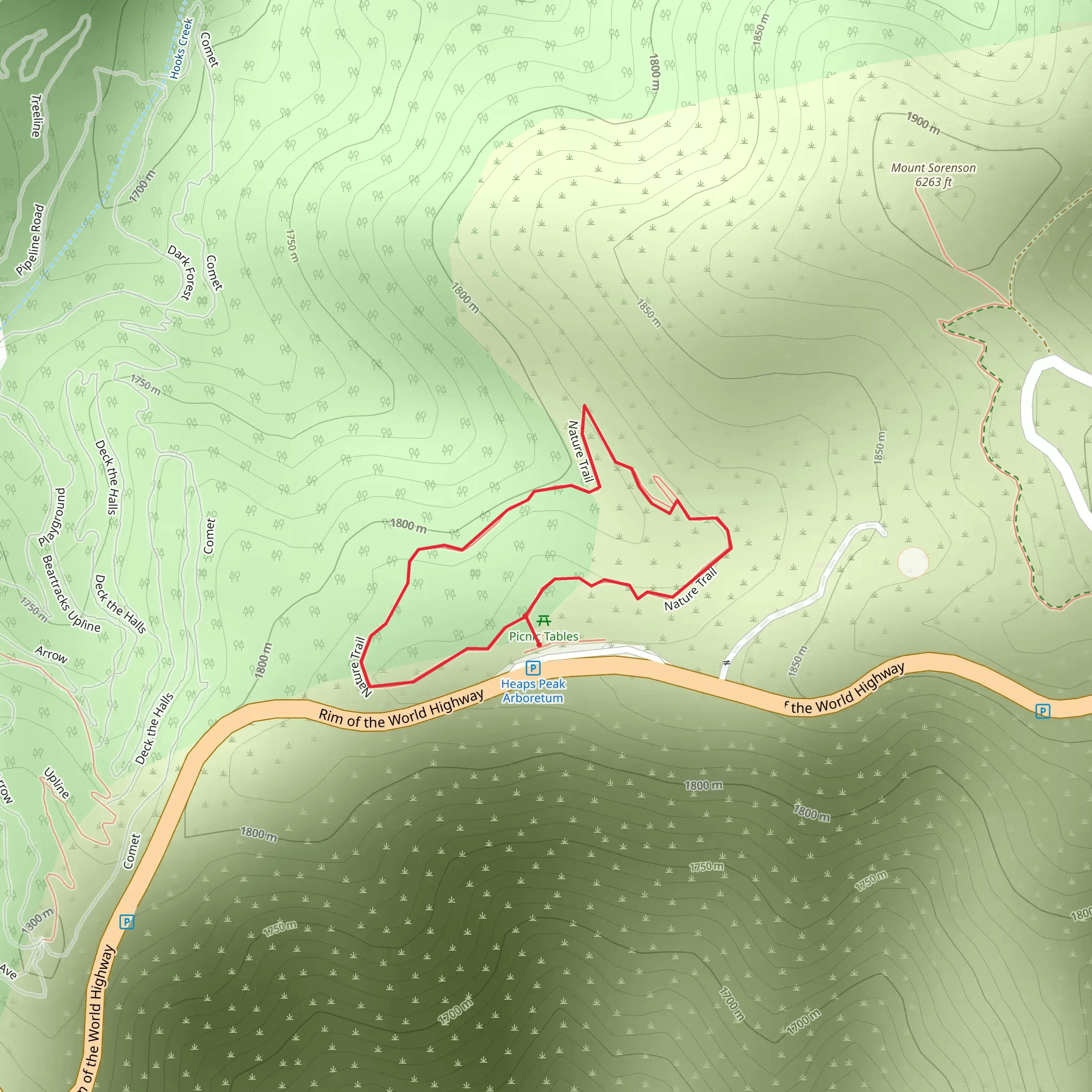 Heaps Peak Arboretum Trail mobile static map