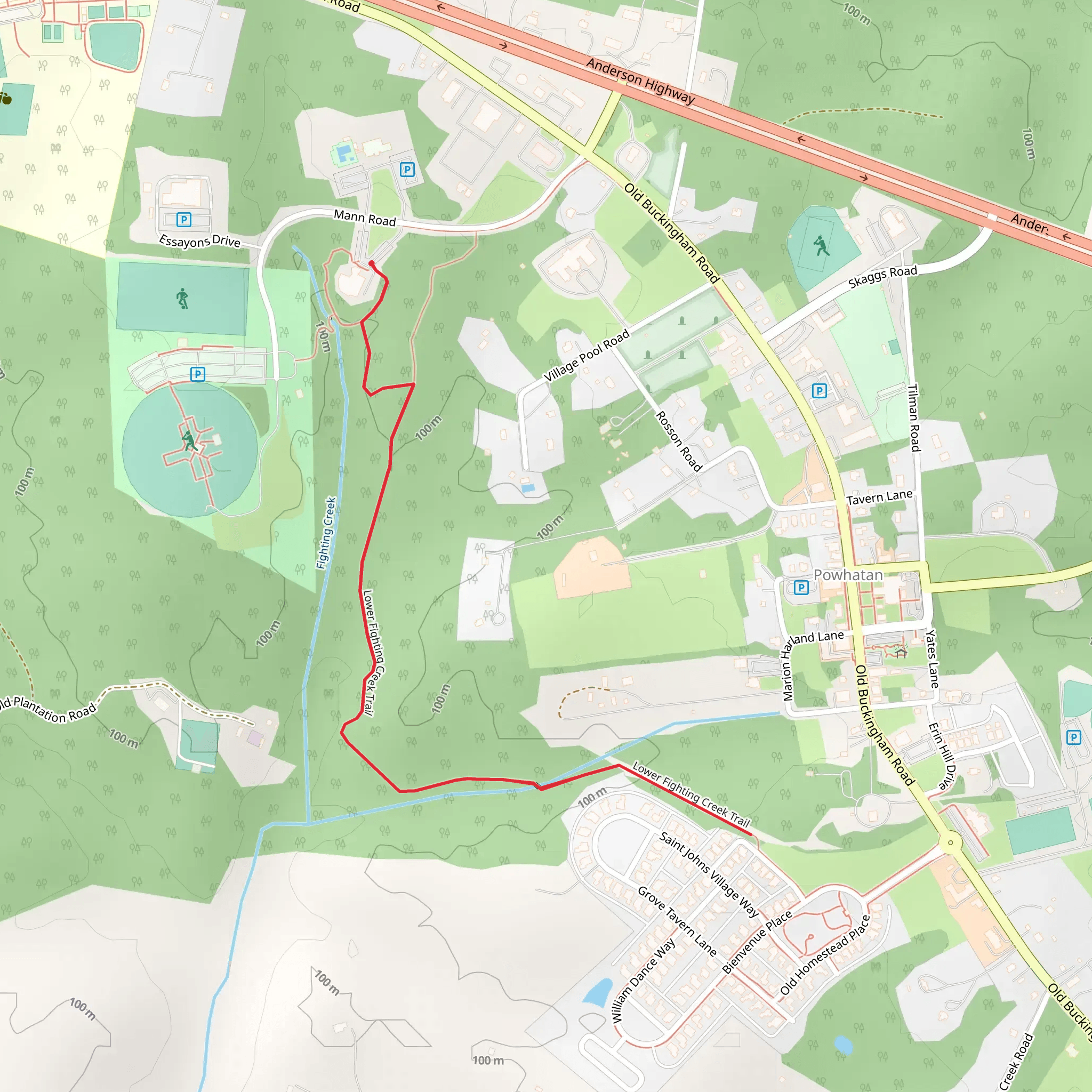 Ampitheater and Lower Fighting Creek Trail mobile static map