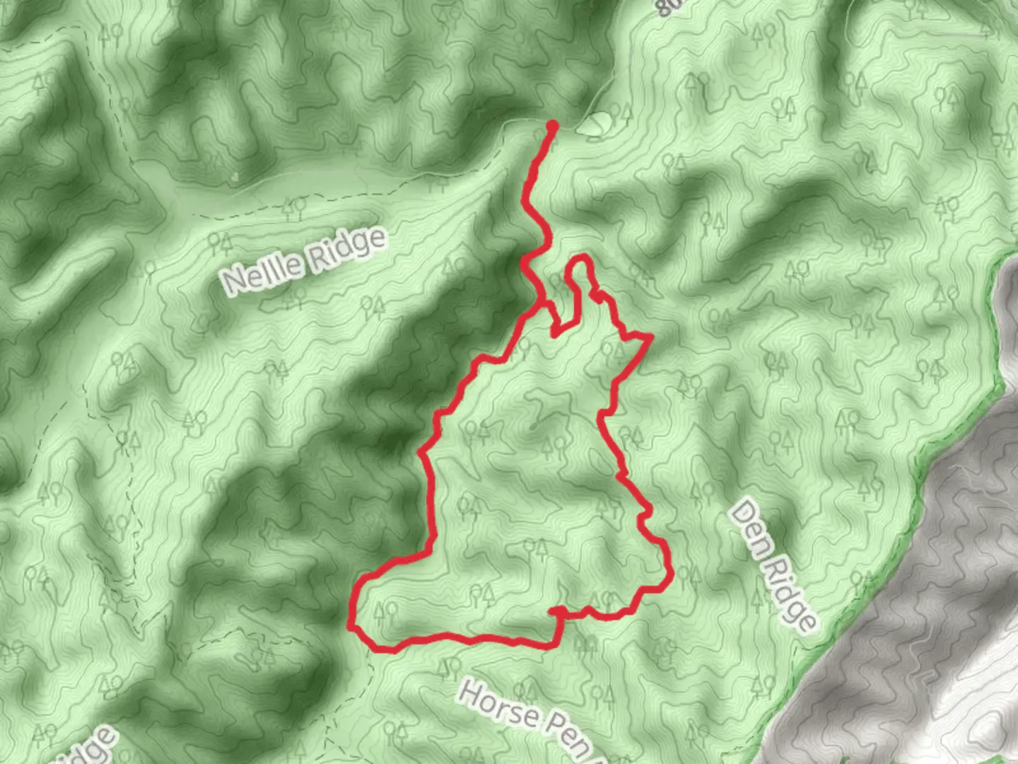 An image depicting the trail Boogerman Trail and Caldwell Fork Trail Loop and its surrounding area.