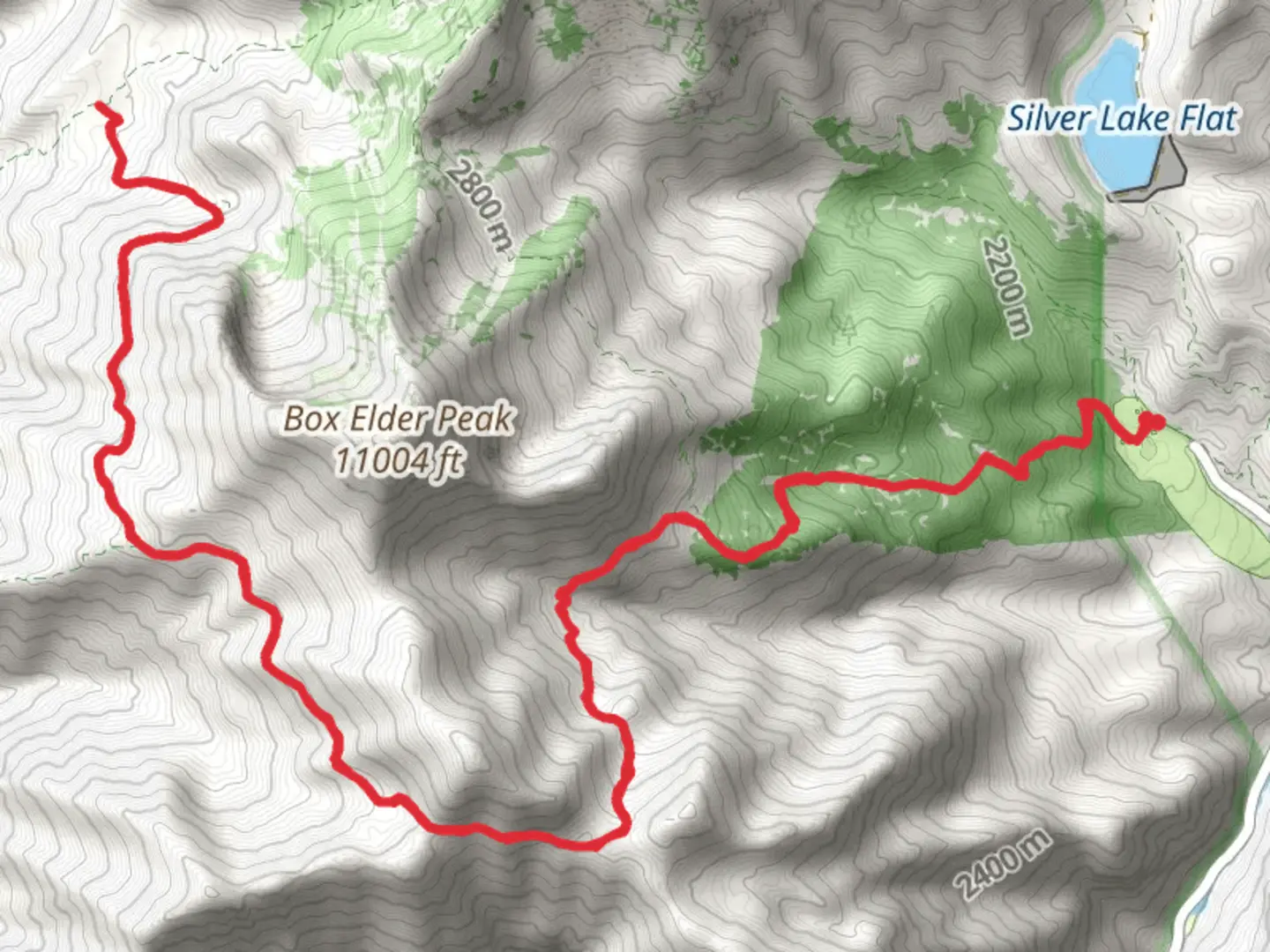 An image depicting the trail Box Elder Trail and its surrounding area.