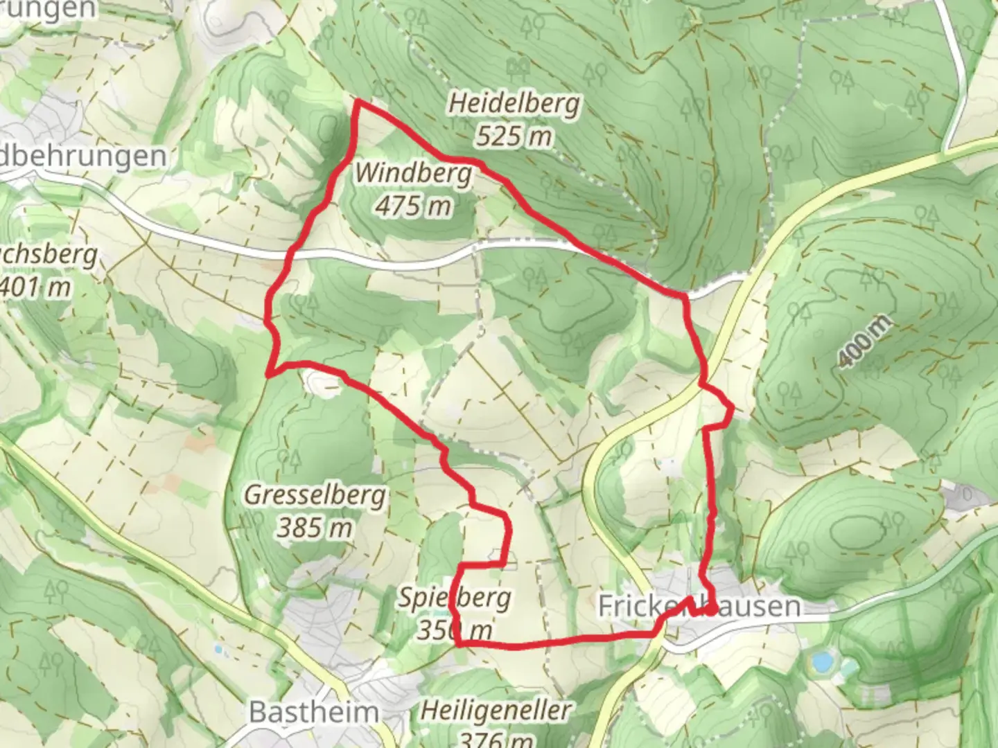 An image depicting the trail Spielberg via Klosterweg and its surrounding area.